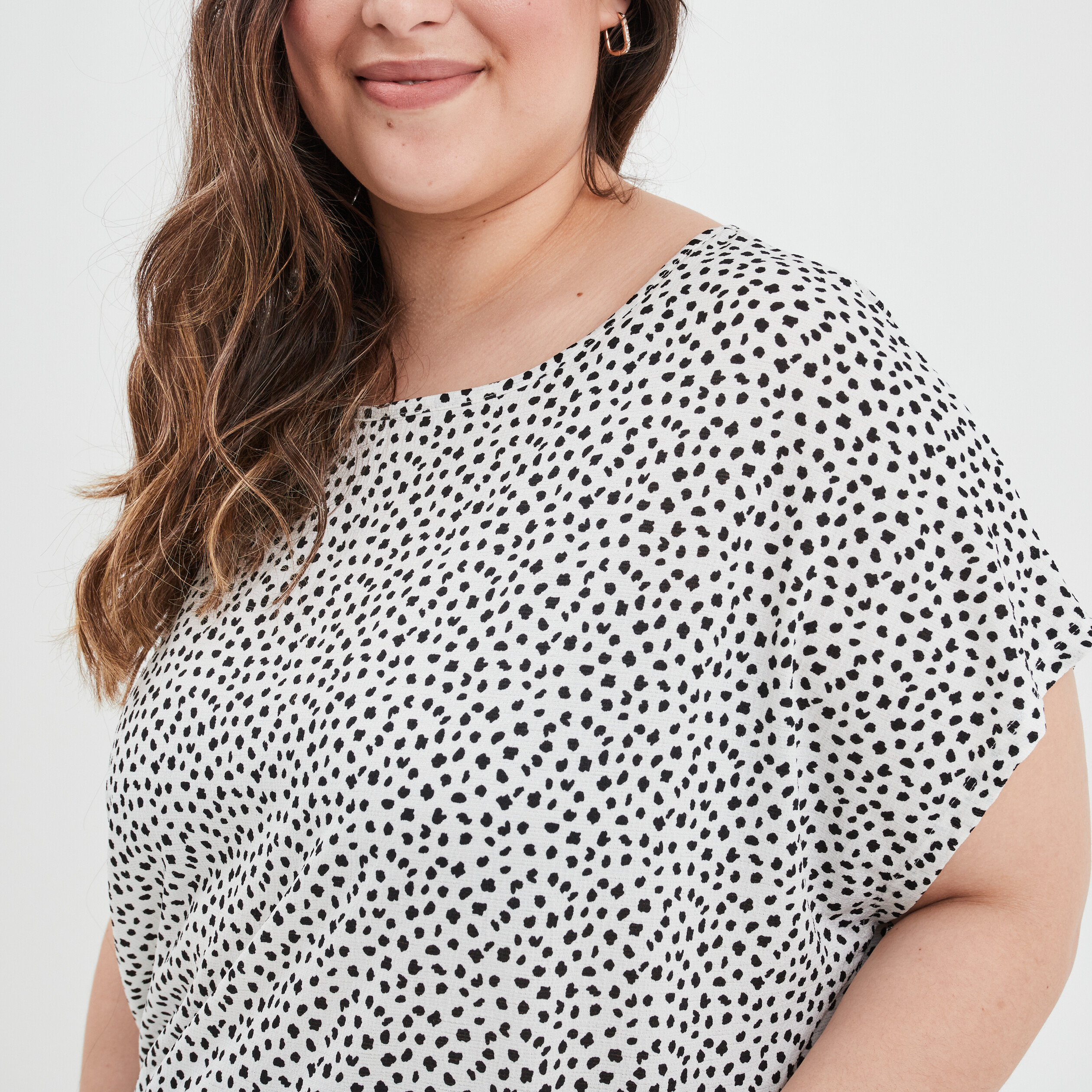 T-shirt fluide manches courtes blanc femme grande taille | La Halle
