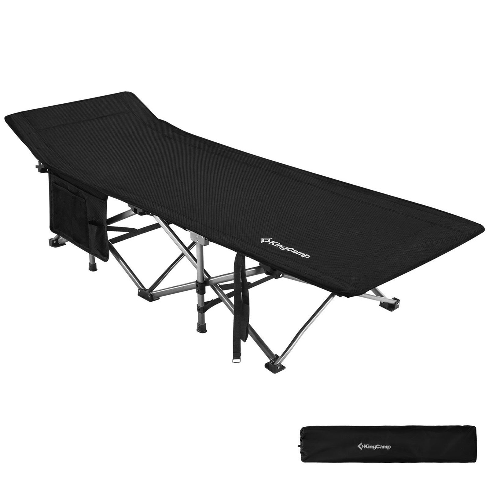 KingCamp Feldbett Feldbett XL Outdoor Camping Liege Gäste Klappbett Stahl 208x75cm 200kg