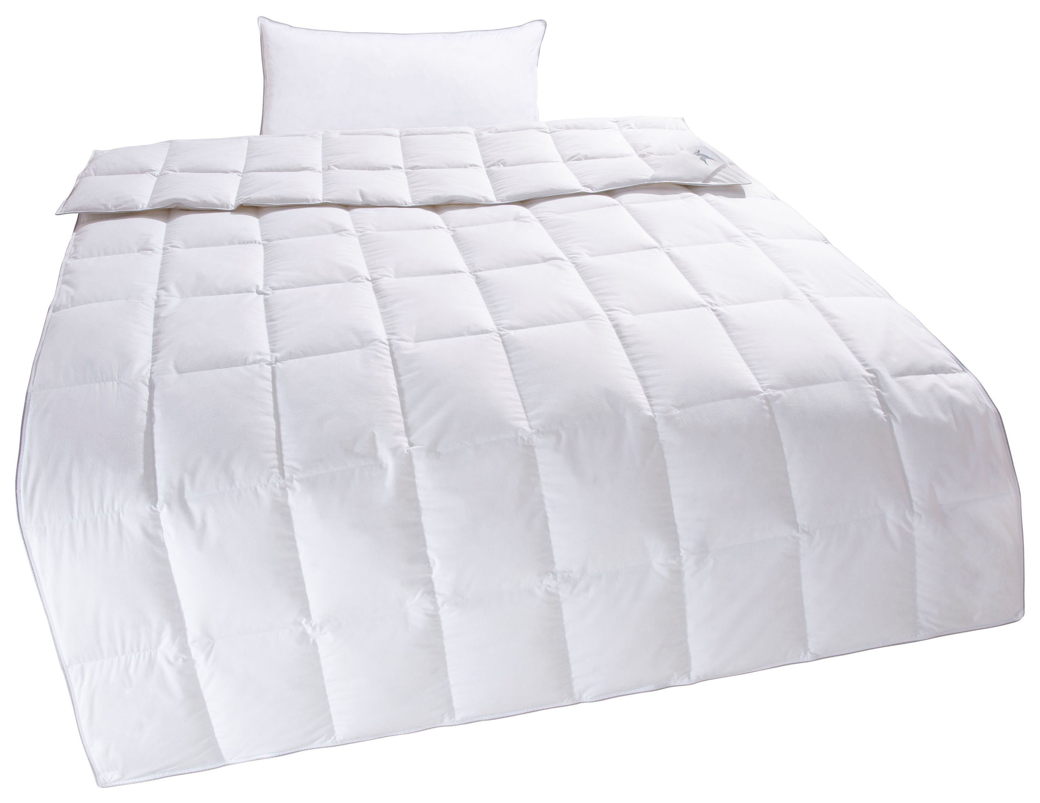 Daunenbettdecke + Kopfkissen, Lodiken, von Sommer bis Winter die optimale Bettdecke mit Kissen, Älgdröm, Bezug: 100% Baumwolle, Set aus 1 Kissen und 1 Bettdecke