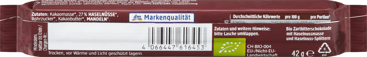 Choc `n`Nuts Zartbitter-Haselnuss, 42 g