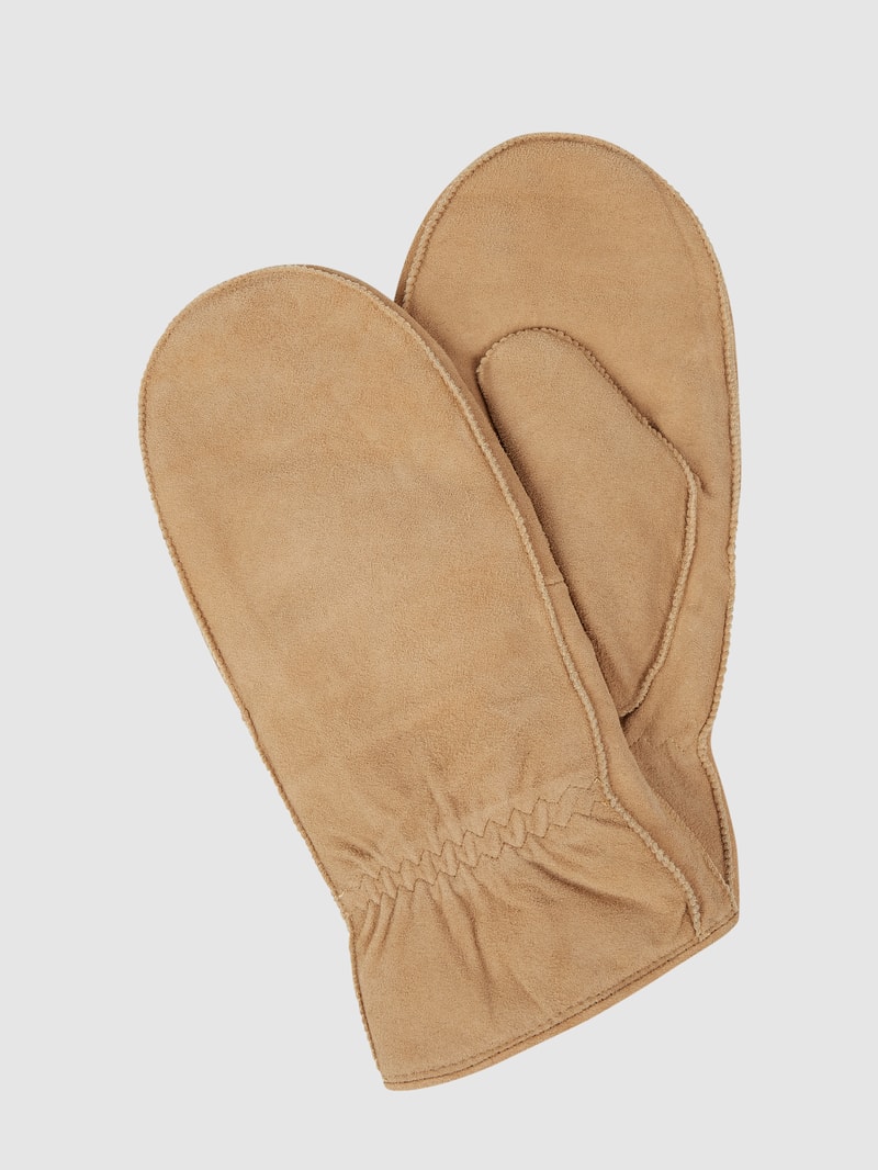 Fäußtlinge aus Veloursleder in beige