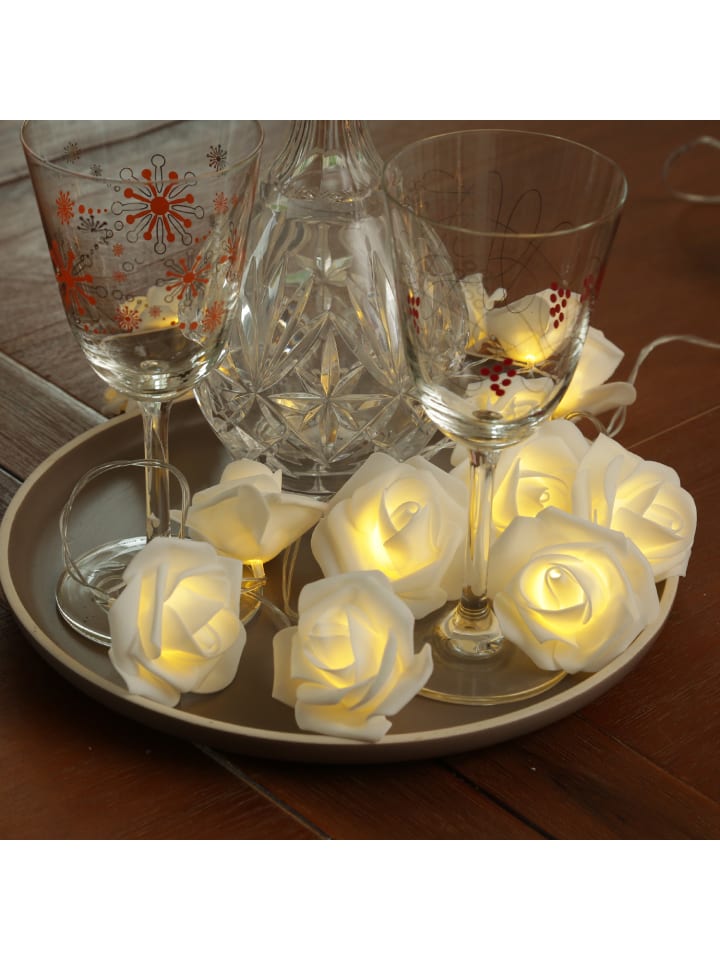MARELIDA LED Lichterkette Rosen 10 Blumen Batteriebetrieb L: 180cm in weiß günstig kaufen onesize
