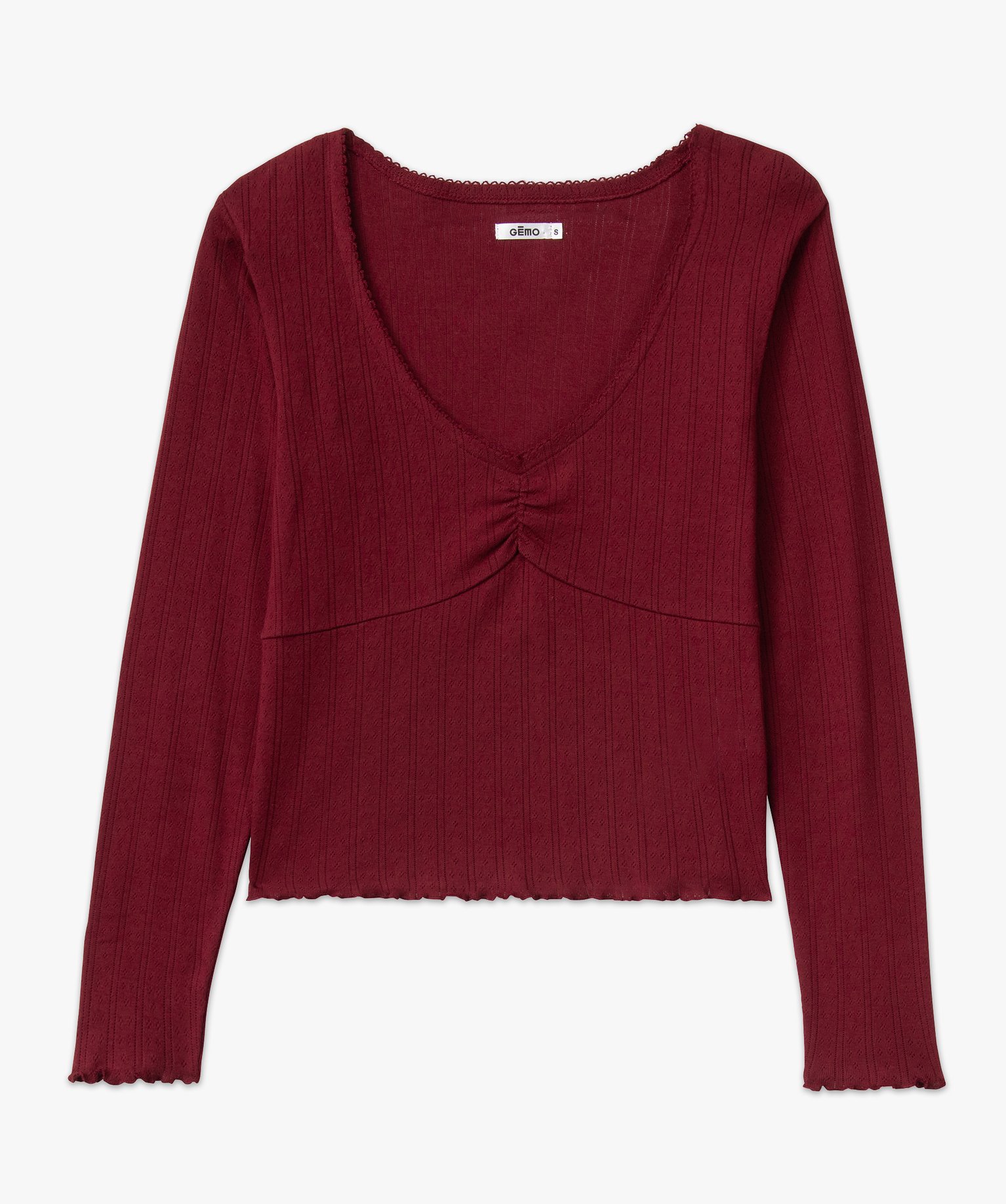 Haut de pyjama à manches longues en maille ajourée femme marron | GEMO