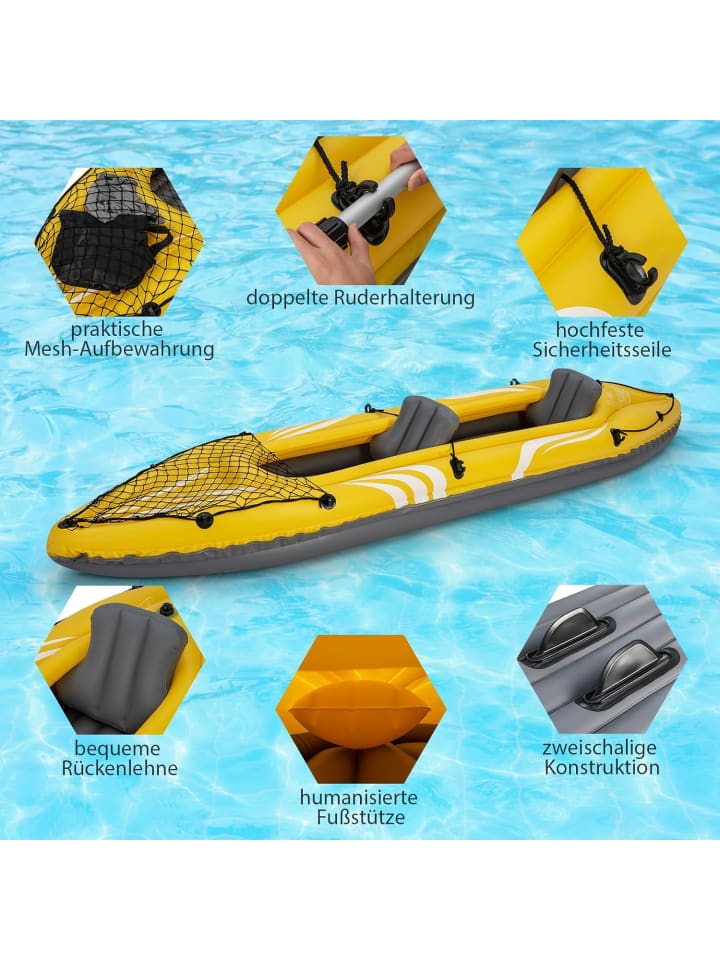 COSTWAY Aufblasbares Kajak für 2 Personen in Gelb günstig kaufen 80 x 37 cm