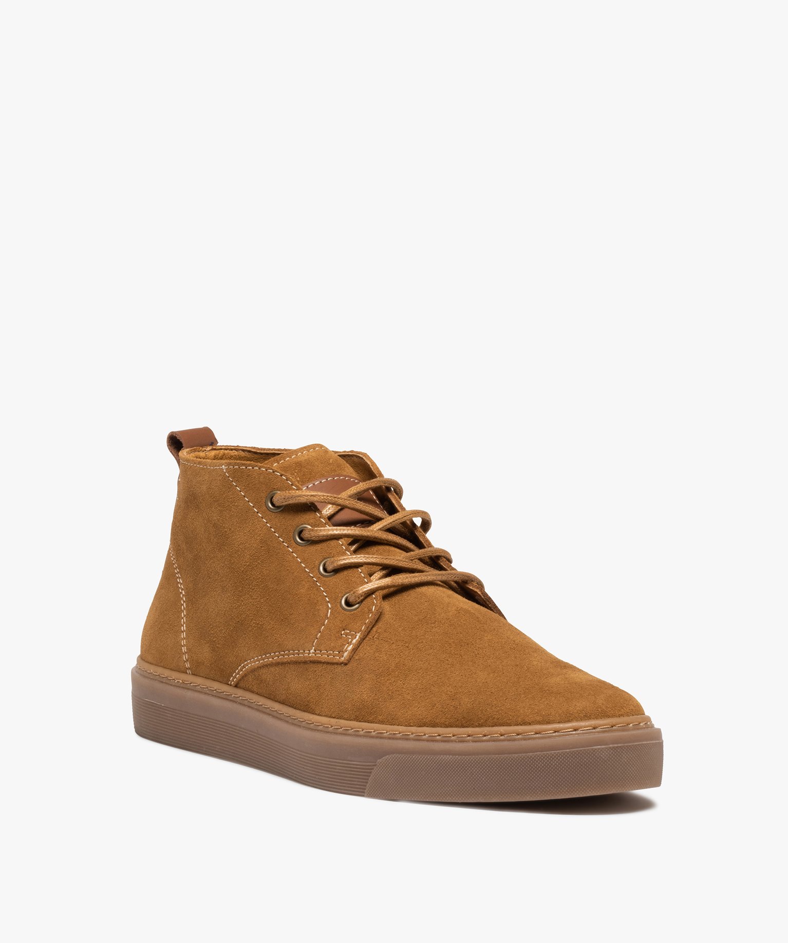 Derbies homme montants dessus cuir uni – Tanéo camel | GEMO