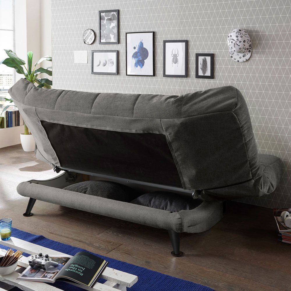 Lomadox Schlafsofa INSUL-09, mit Bettkasten in 208x134 cm, in der Farbe stone