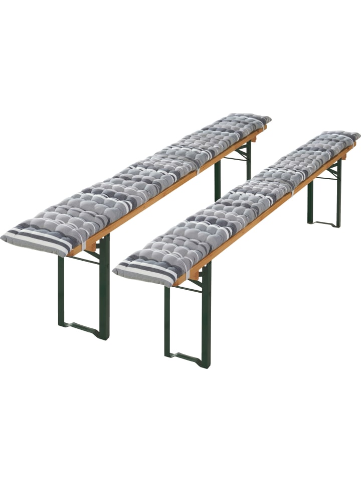 REDBEST buntgewebt, Baumwolle Bierbank-Auflage 2er-Pack in grau günstig kaufen 220 cm
