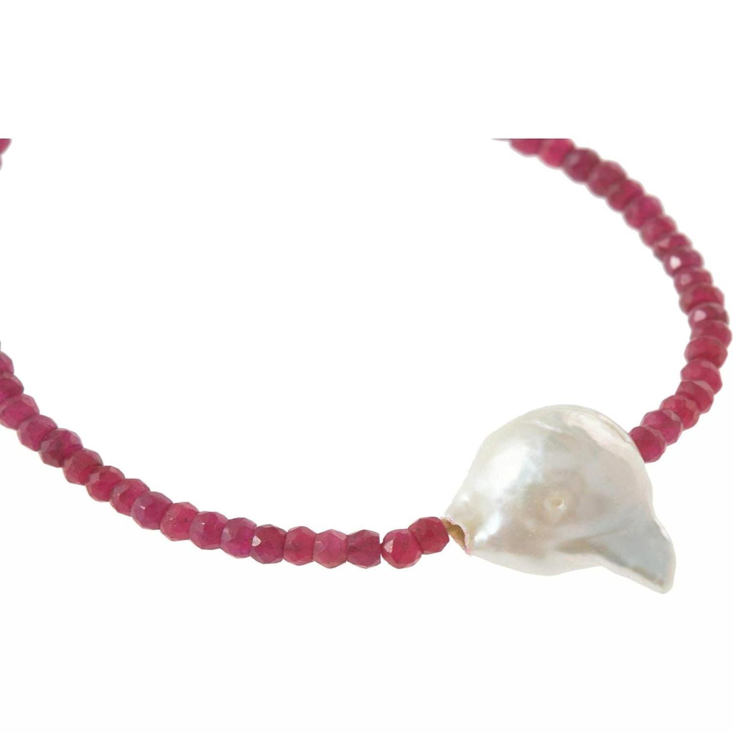Armband 'Barock Zuchtperle und facettierte Rubine'