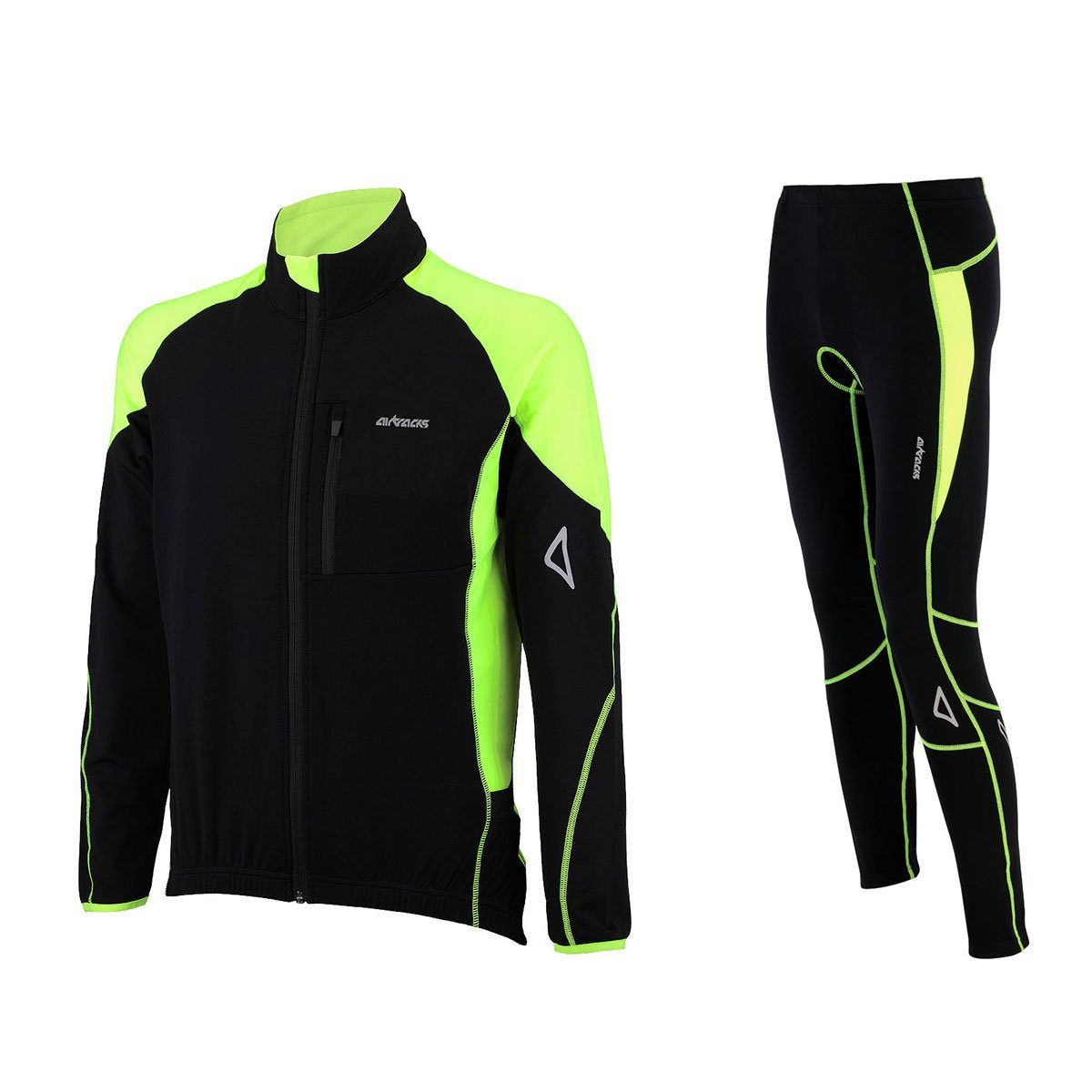 Airtracks Fahrradhose Herren Thermo Radtrikot Set Pro T (Fahrradtrikot Set, 2-tlg) Fahrradhose lang + Fahrradtrikot Langarm für Herbst-Winter,  S M L XL XXL XXXL