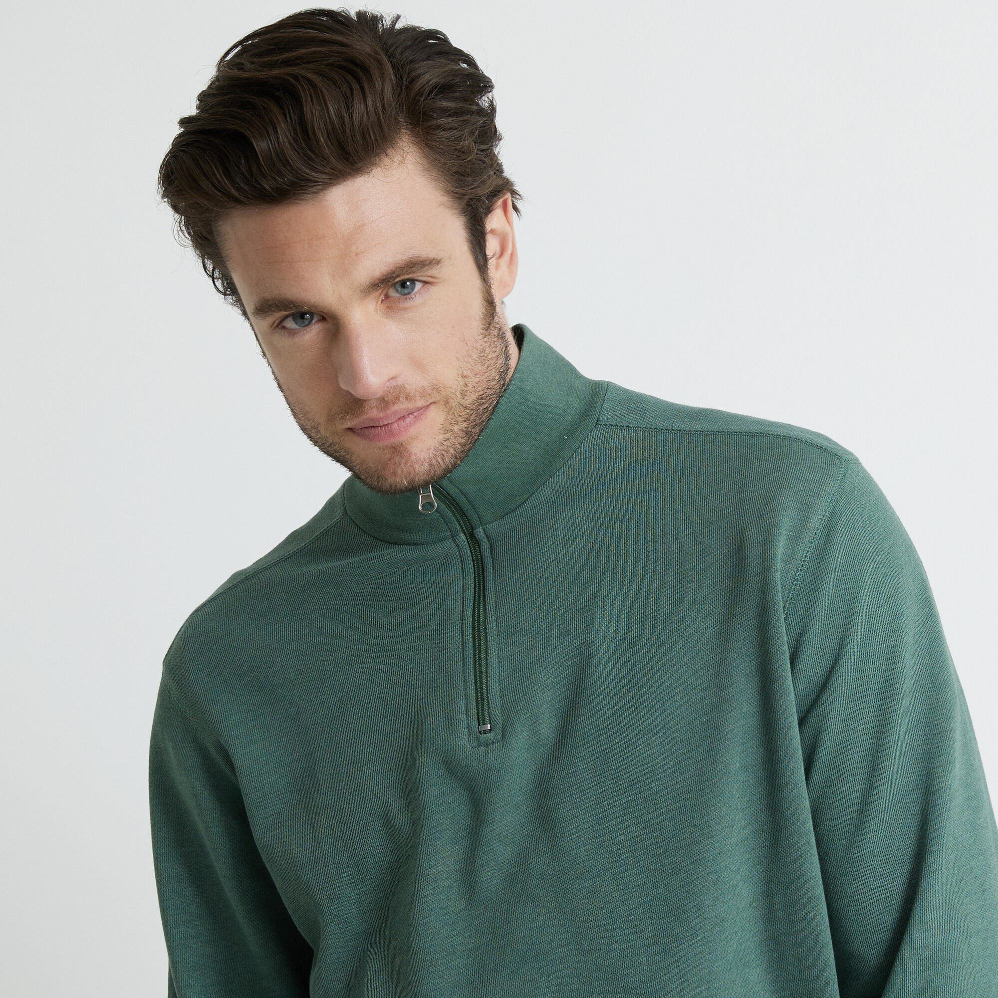 Sweat molleton col camionneur zippé