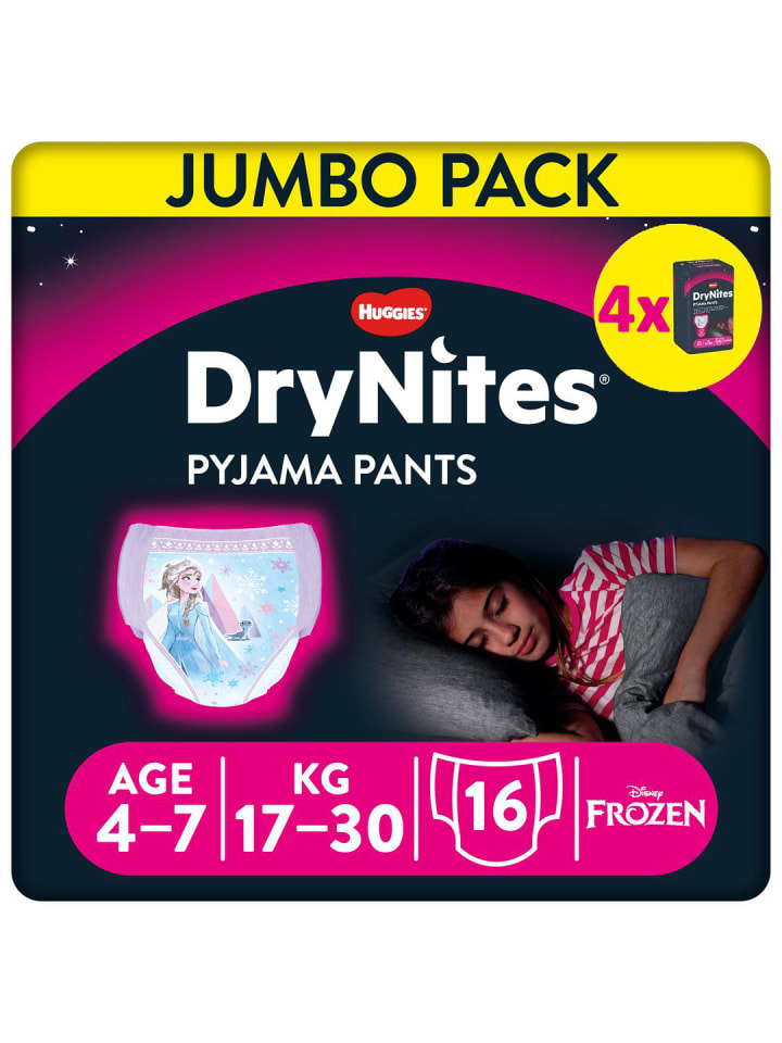 DryNites Windeln Windelhosen Mädchen 4-7J 17-30kg Jumbo Monatspack 64 Stk günstig kaufen onesize