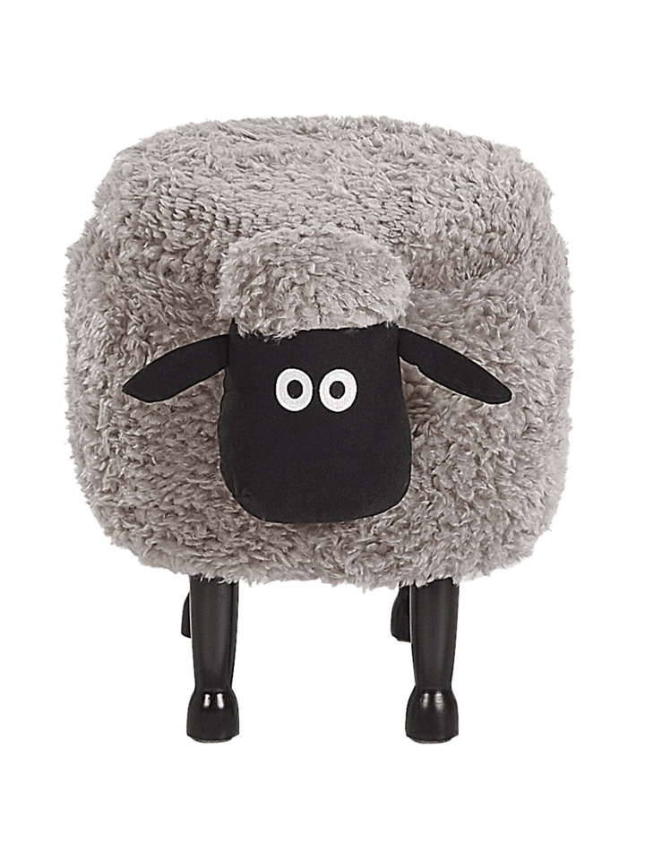 Beliani Tierhocker SHEEP in Grau/Dunkler Holzfarbton/Schwarz günstig kaufen onesize