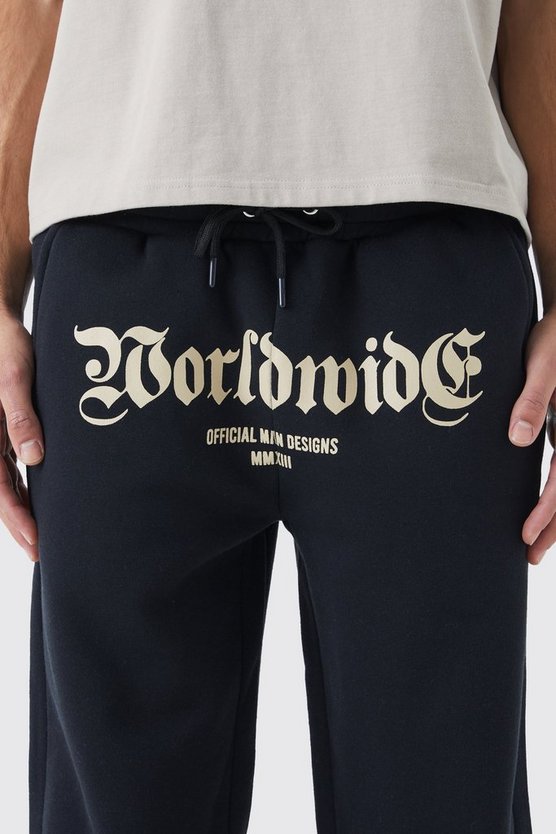 Jogginghose mit Worldwide-Print und geteiltem Saum