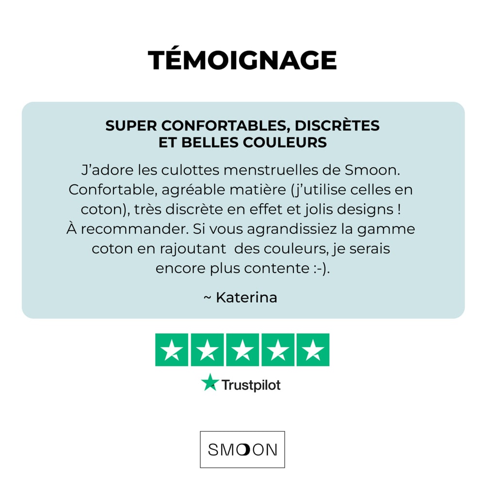 smoon lingerie Culotte menstruelle coton sans couture Flux abondant - NOIR