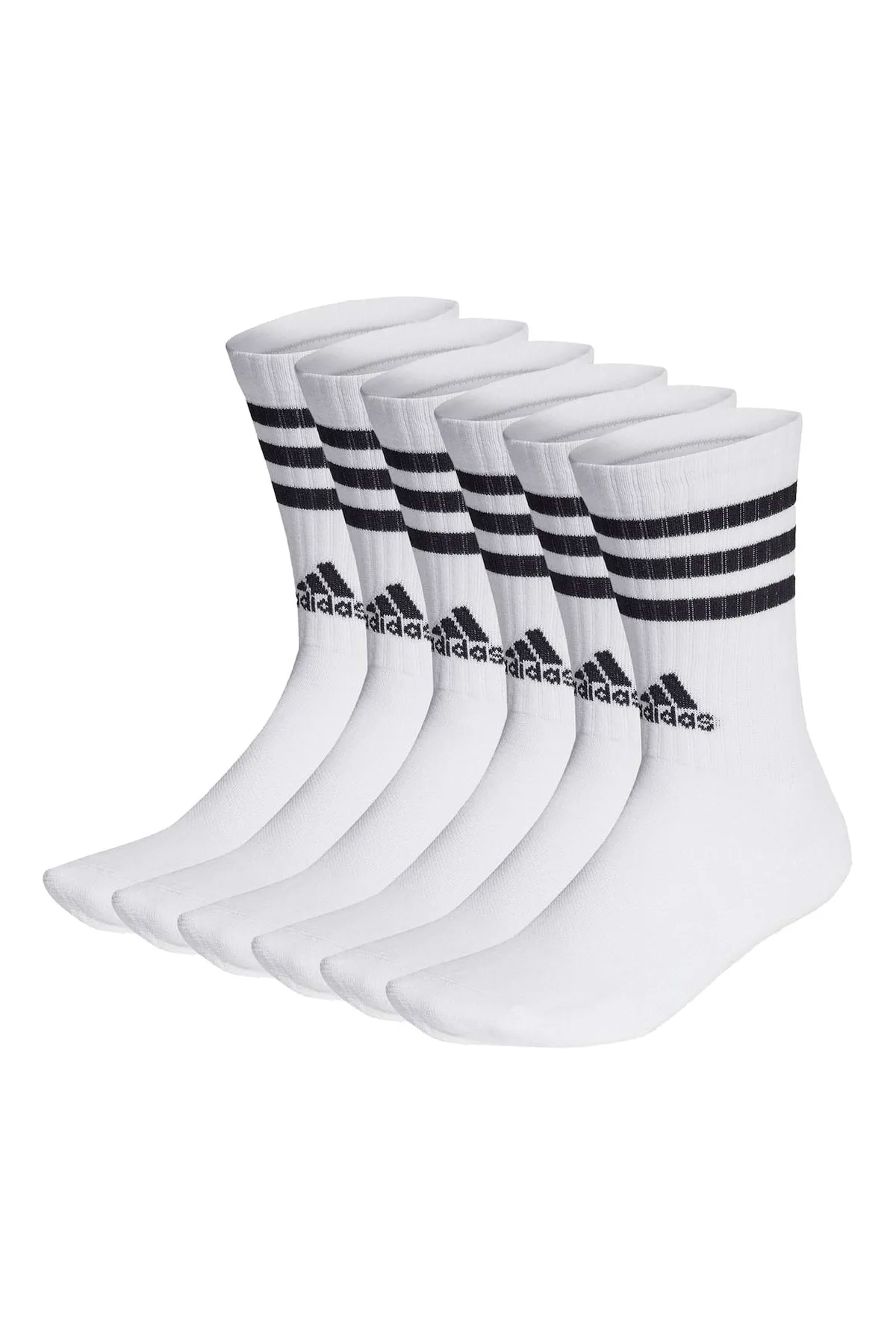adidas  Unisex Socken, 6er Pack - 3-Streifen Cushioned Crew, Logo, Streifen, gepolstert