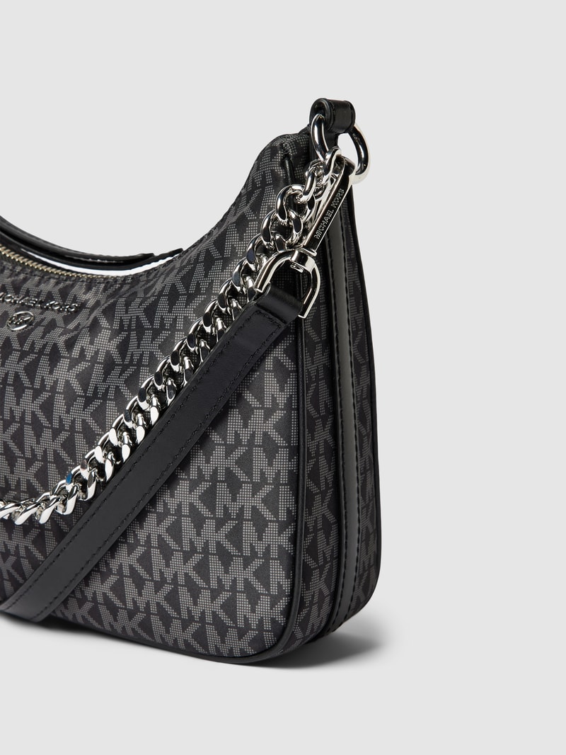 Schultertasche mit Allover-Logo Modell 'JET SET CHARM' in schwarz