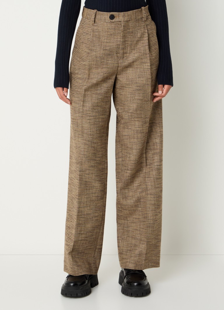 Sandro High waist loose fit trousers with checked design