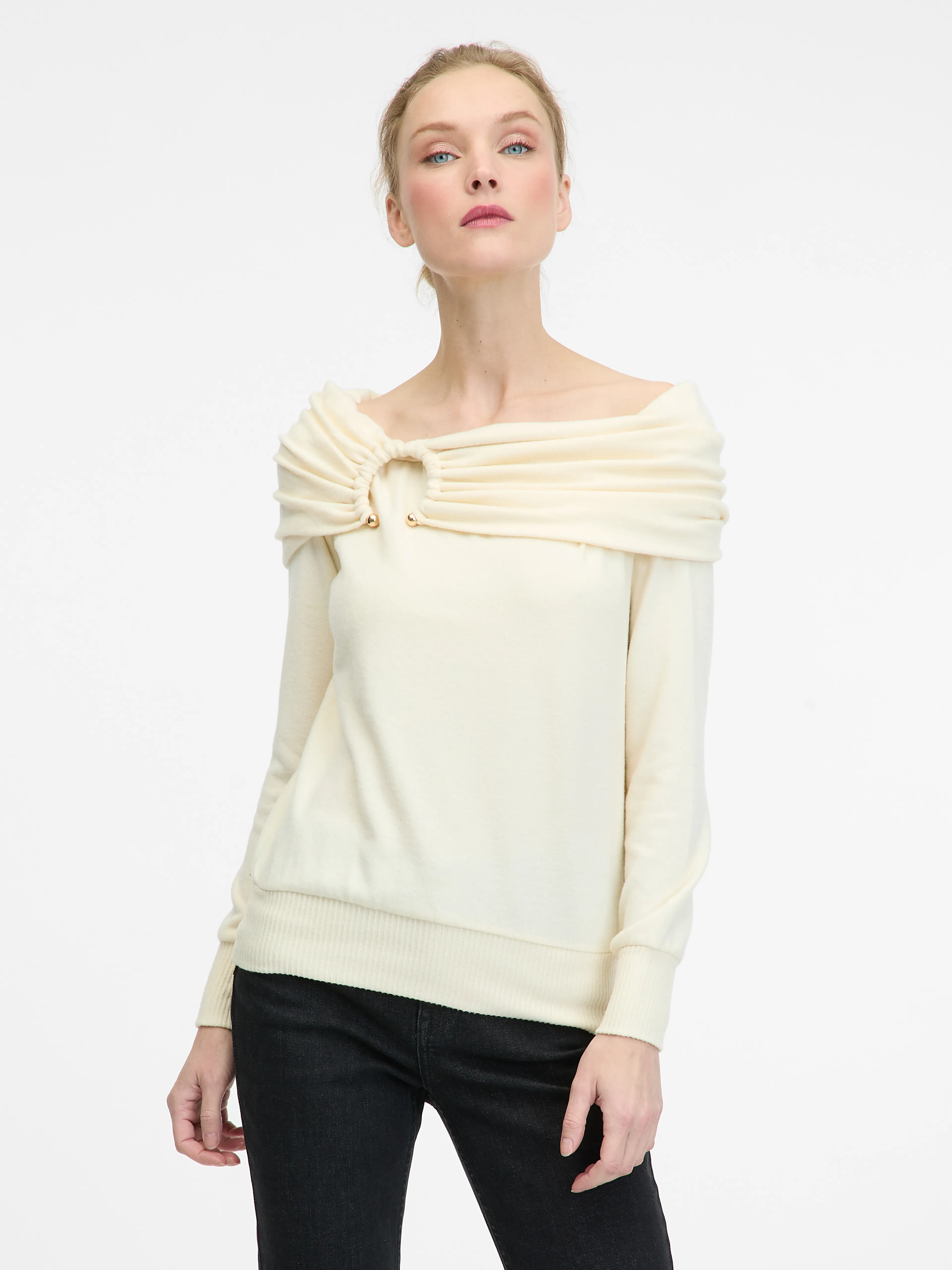 Cremefarbenes Damen-Langarmshirt ORSAY