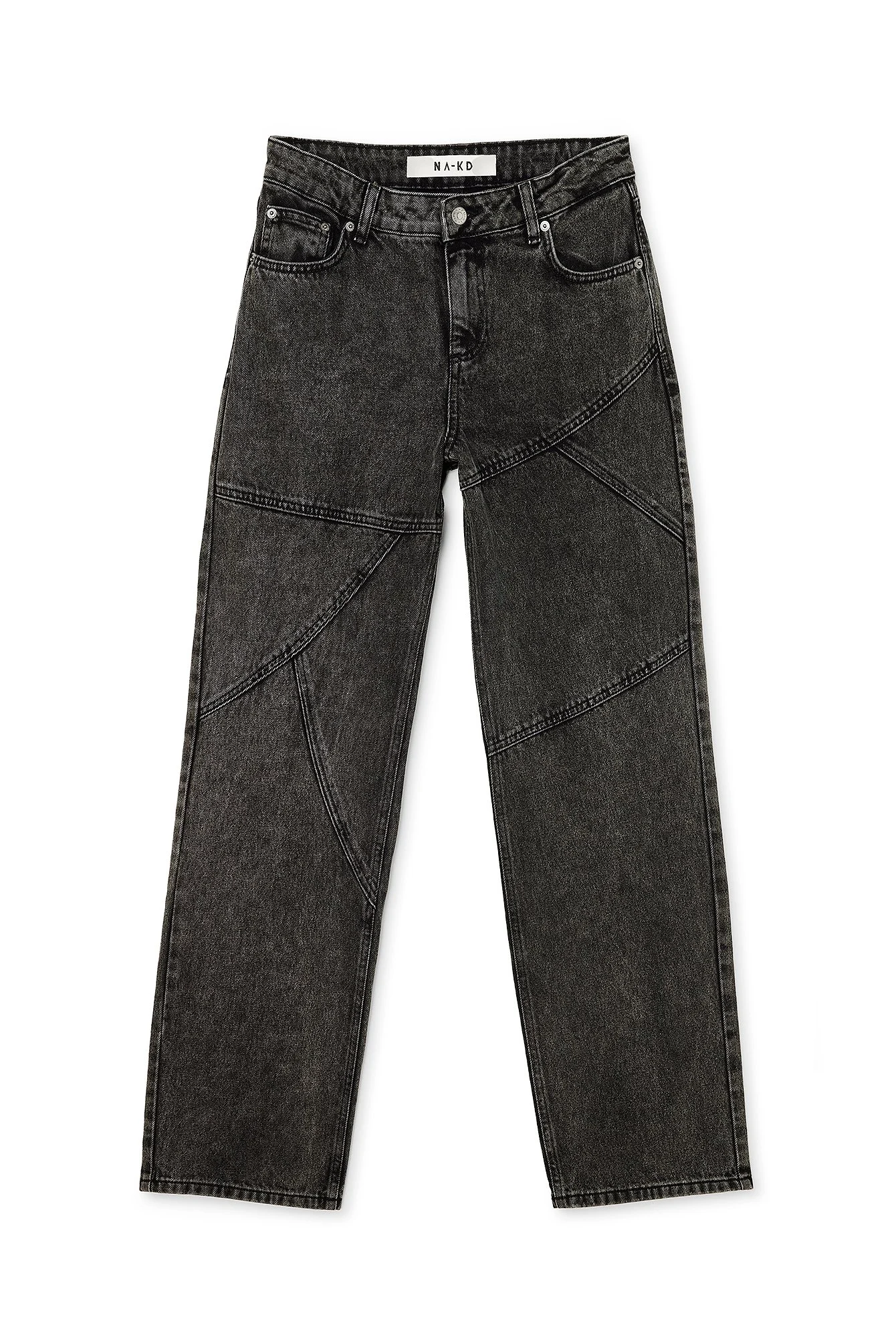 Weite Jeans mit mittlerer Taille und Nahtdetails