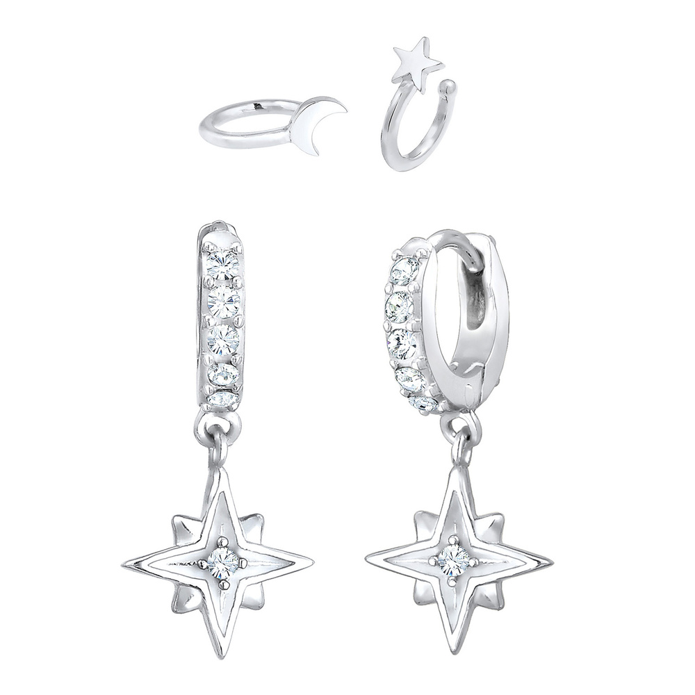 Elli Elli Boucles d'Oreilles Astro Étoile Élégant avec des Cristaux Boucles d'Oreilles Boucles d'oreilles