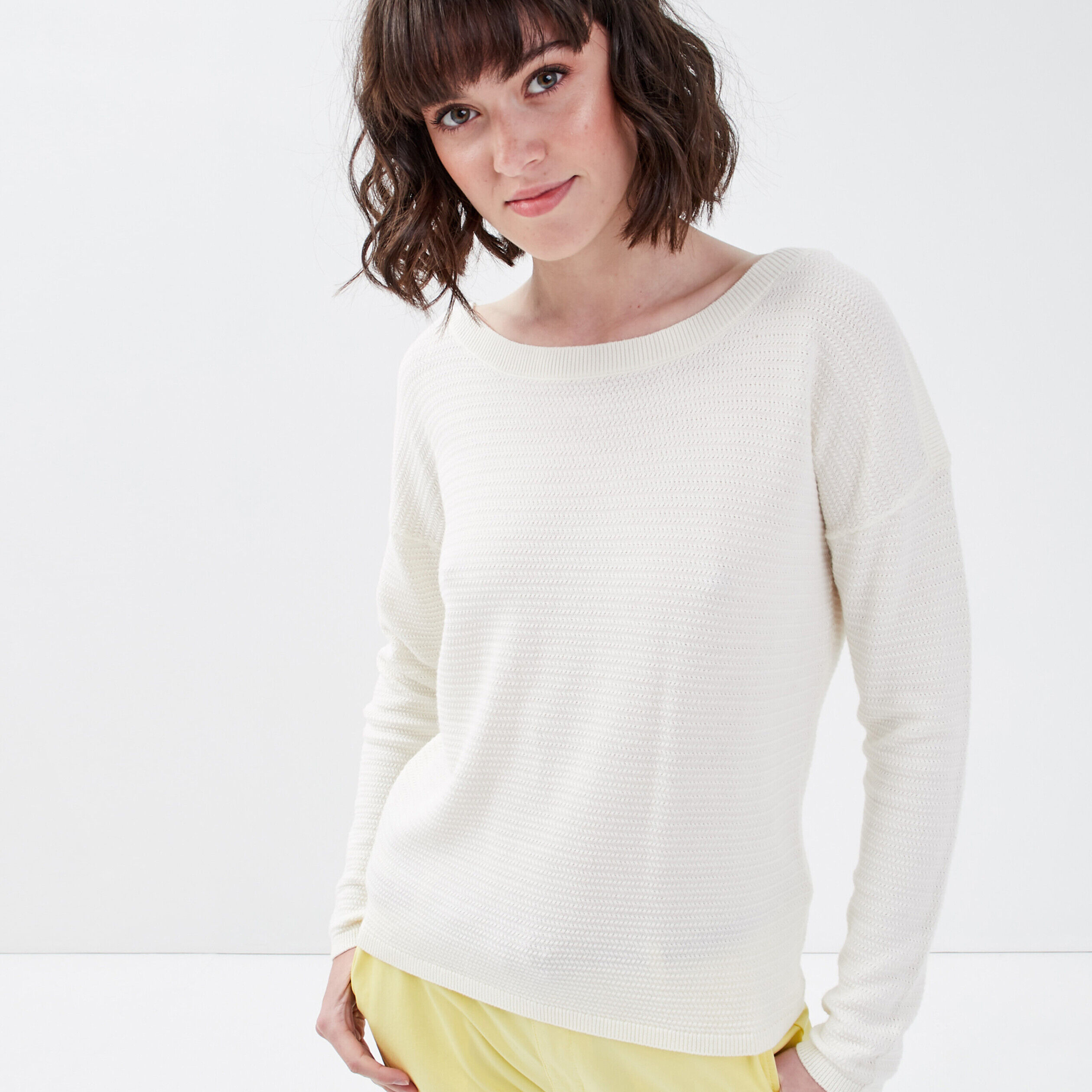 Pull avec col bateau ecru femme | Cache Cache