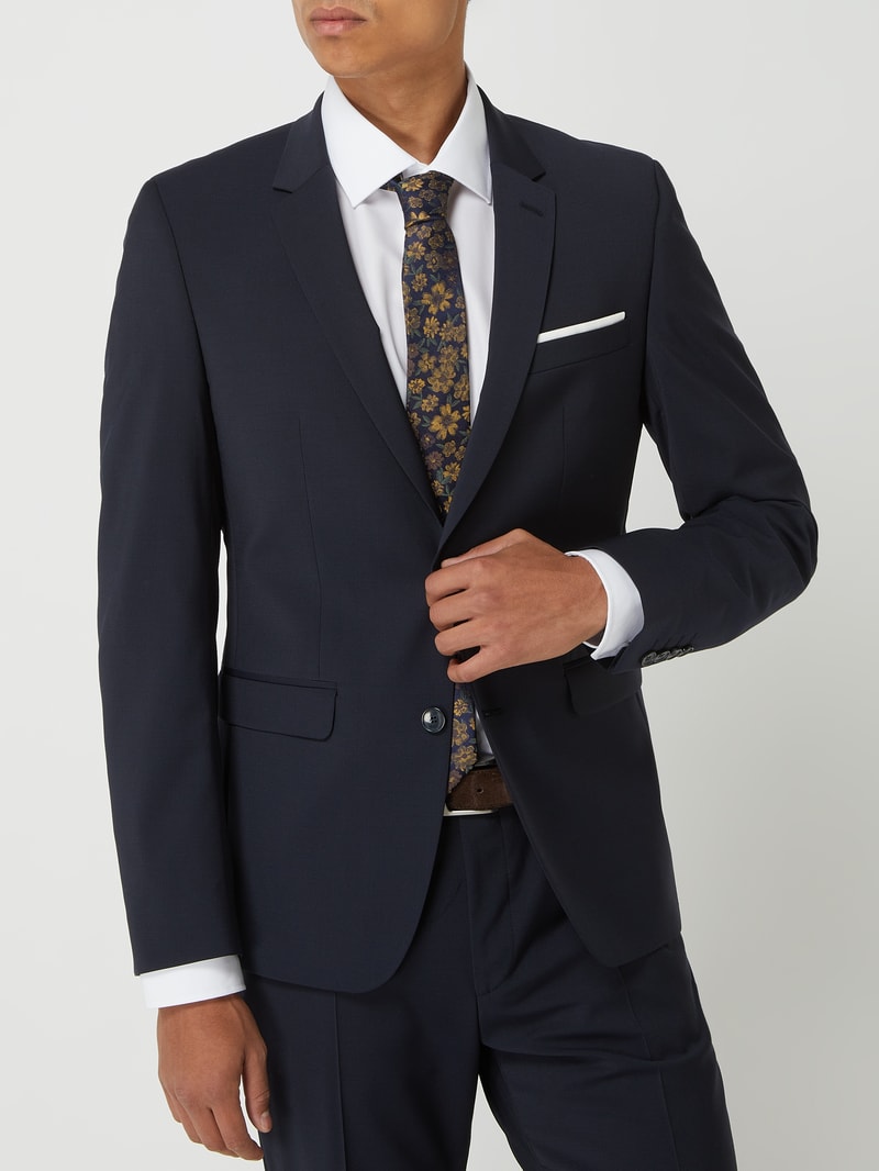 Extra Slim Fit 2-Knopf-Sakko mit Stretch-Anteil Modell 'Nate' in marineblau