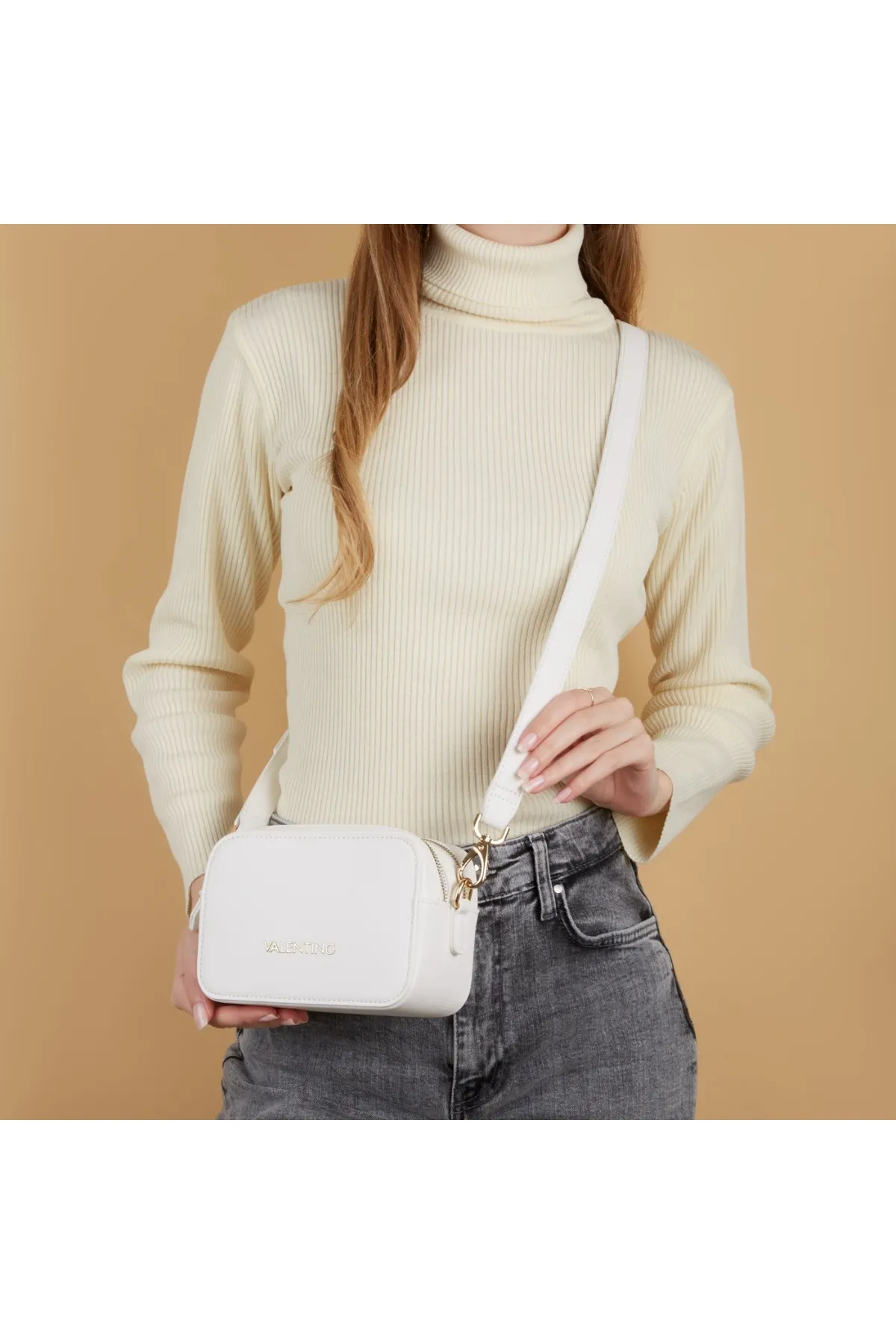 1'ASLAN  Valentino Bags Zero Damen Umhängetasche Weiß Vbs7b306bianco