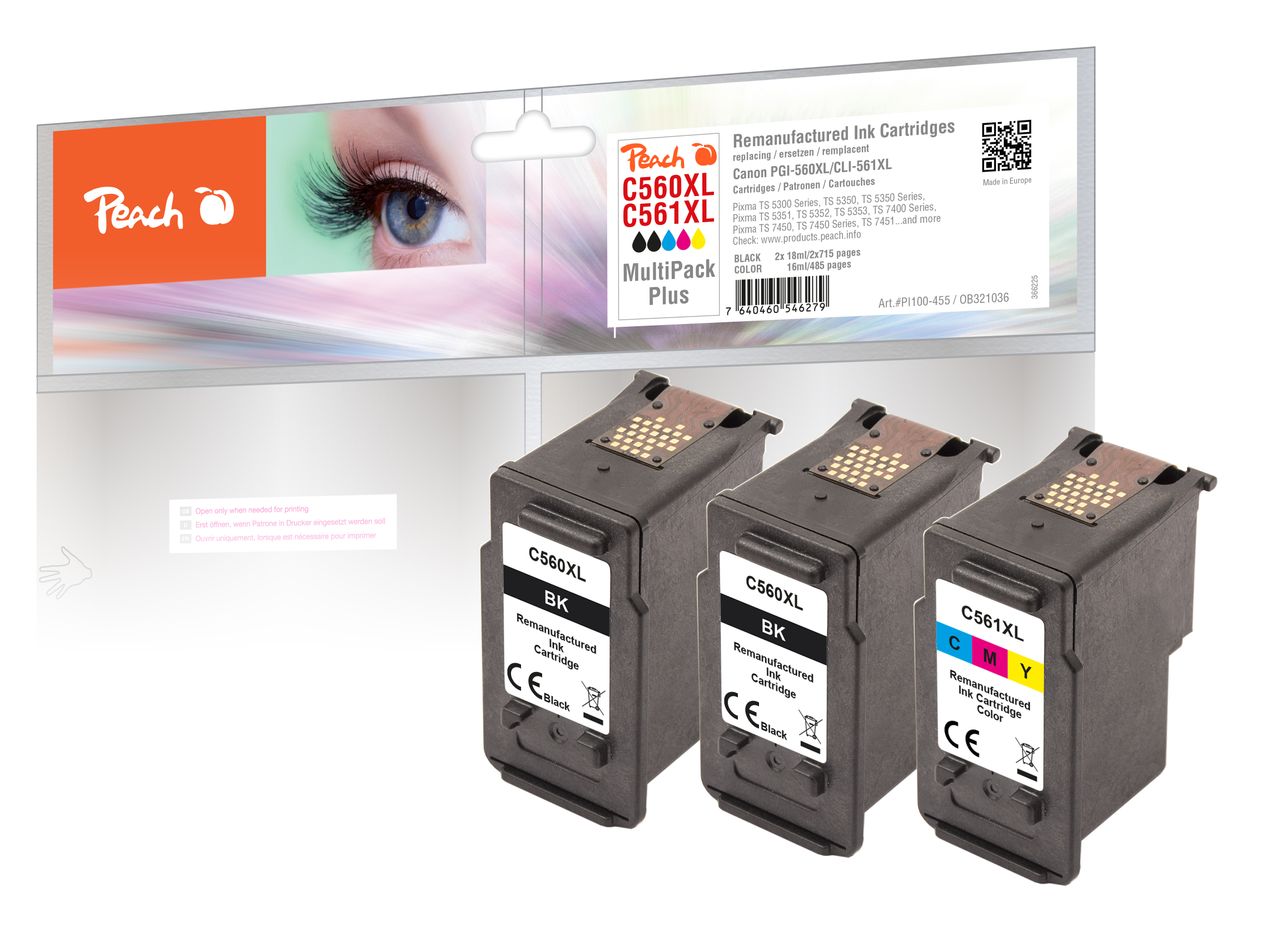 Peach Spar Pack Plus Druckköpfe ersetzt Canon PG-560XL, CL-561XL