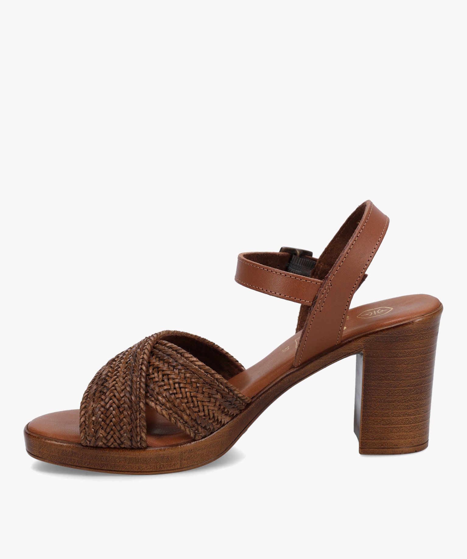 Sandales femme à talon haut et brides tressées camel | GEMO