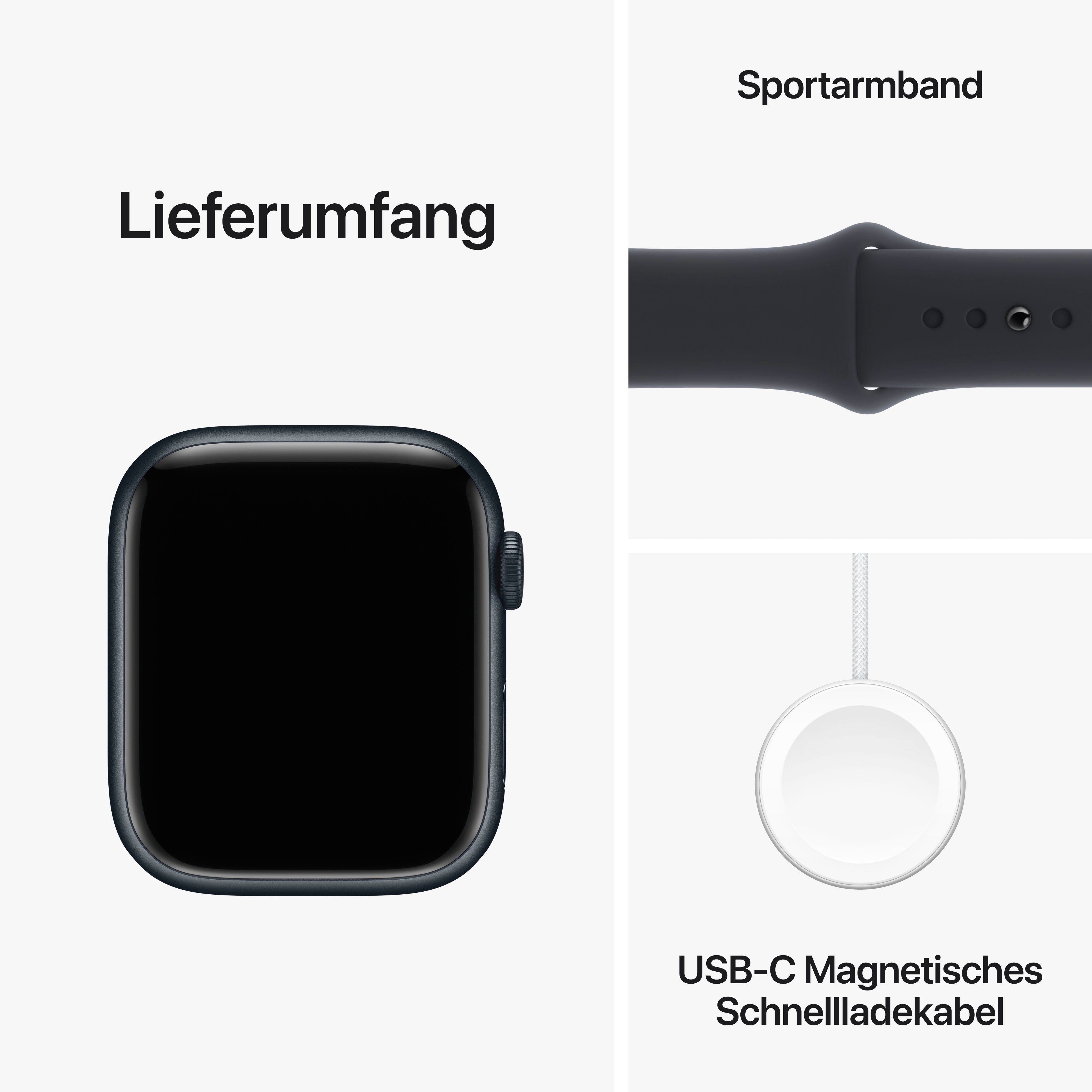 Apple Watch Series 9 GPS + Cellular 45mm Aluminium Smartwatch (4,5 cm/1,77 Zoll, Watch OS 10), Sport Band