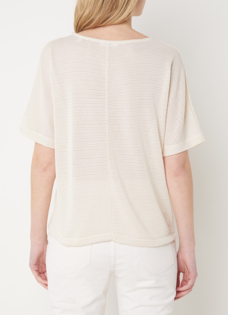 OPUS Saronji coarse knit top with open design and drawstring