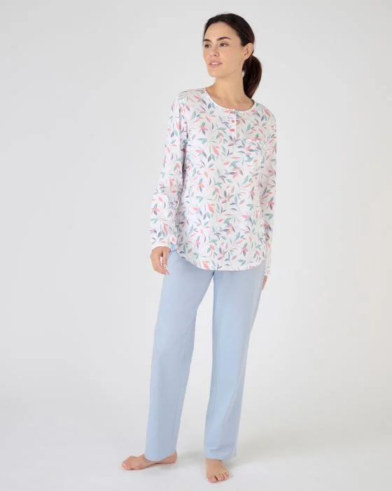 Lot de 2 pyjamas manches longues maille jersey pur coton peigné