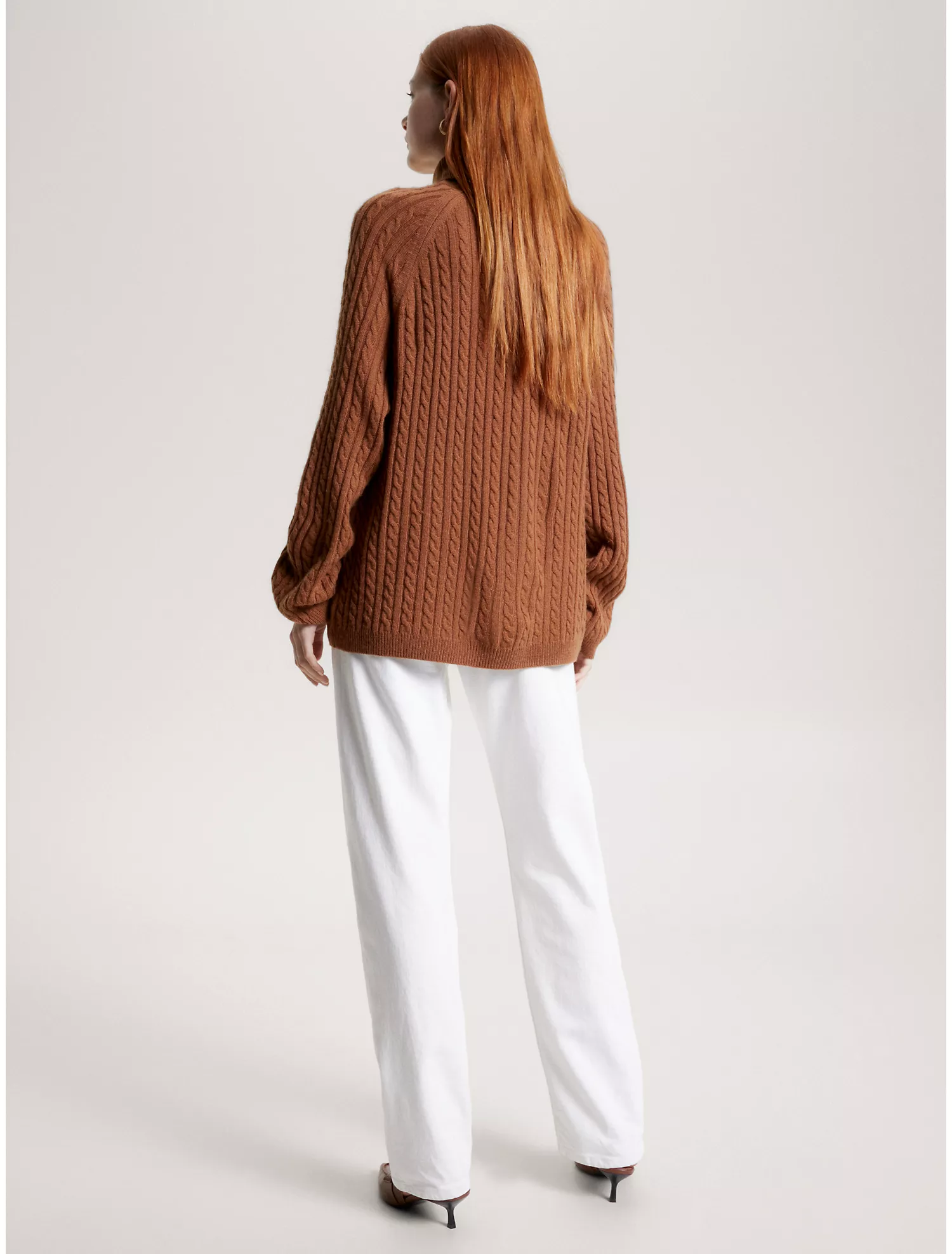 Wool Cable Knit Turtleneck Sweater