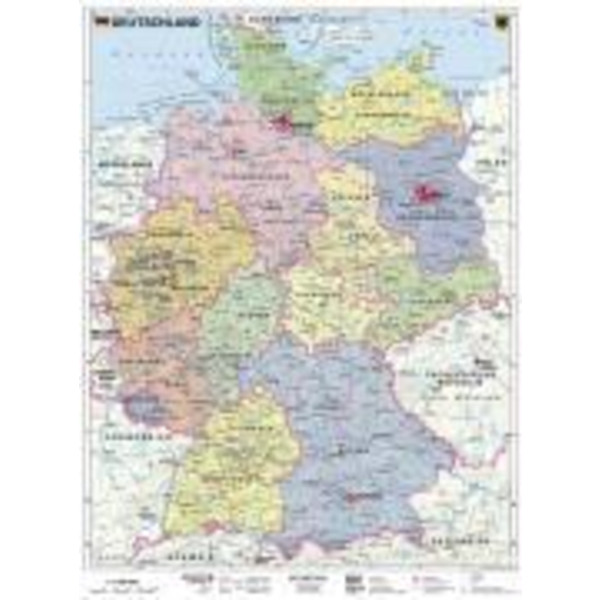 Deutschland, politisch 1 : 1 000 000. Wandkarte Kleinformat ohne Metallstäbe - Poster