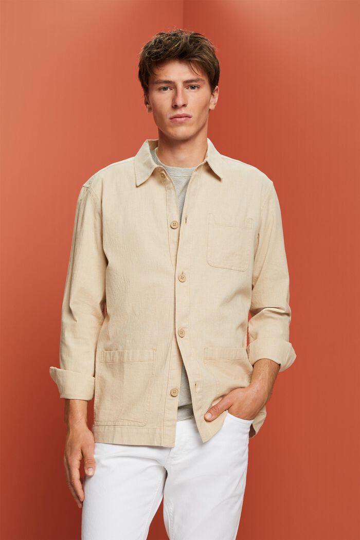 Herringbone-Hemd, Leinenmix