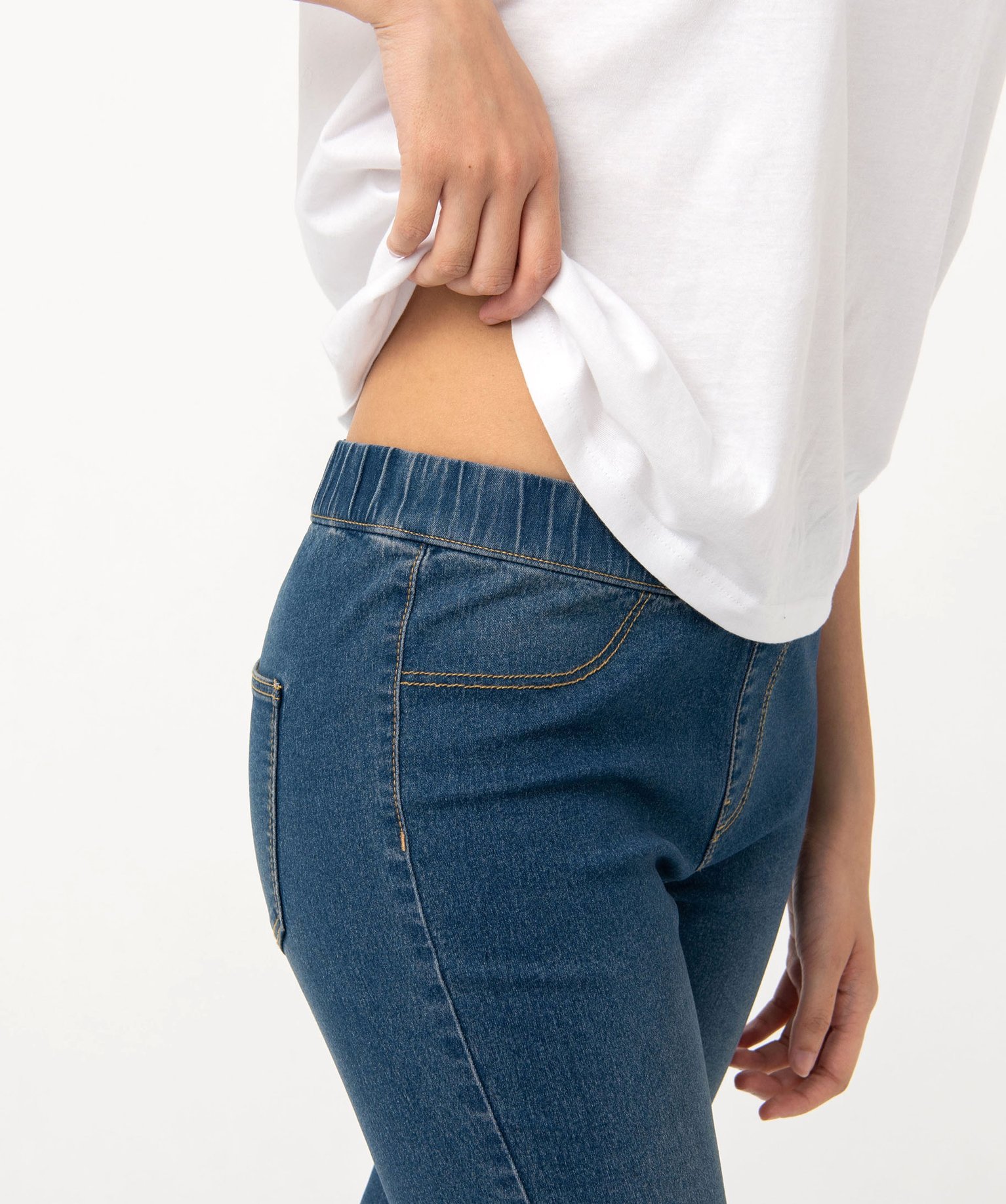 Jegging délavé avec taille élastique femme brut | GEMO