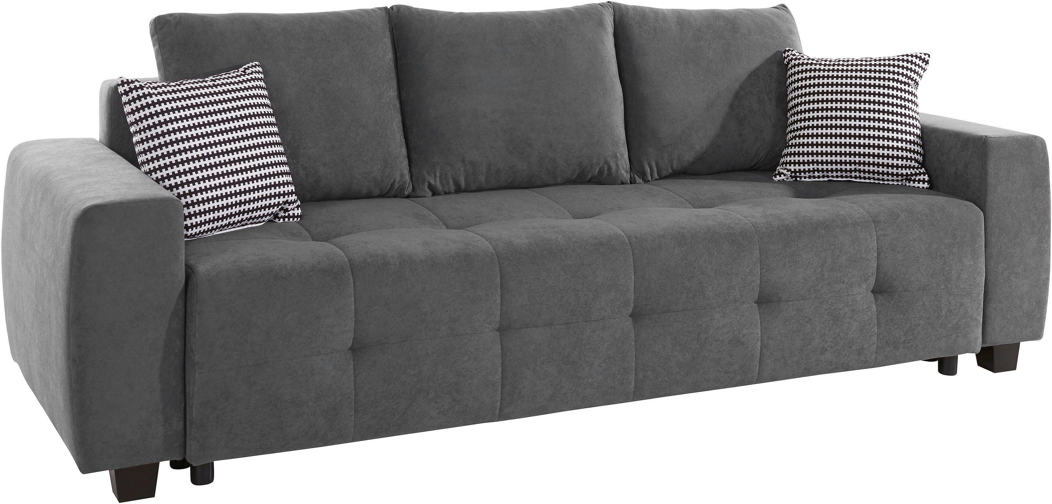 COLLECTION AB Schlafsofa Bella, mit Bettfunktion und Bettkasten, inkl. loser Rücken- und Zierkissen