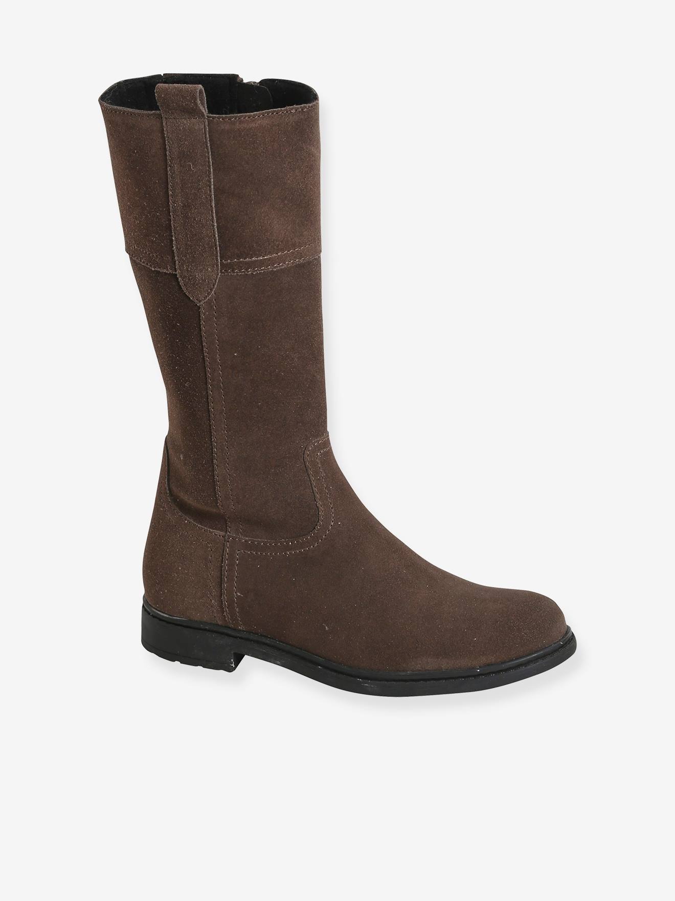 Bottes en cuir fille taupe