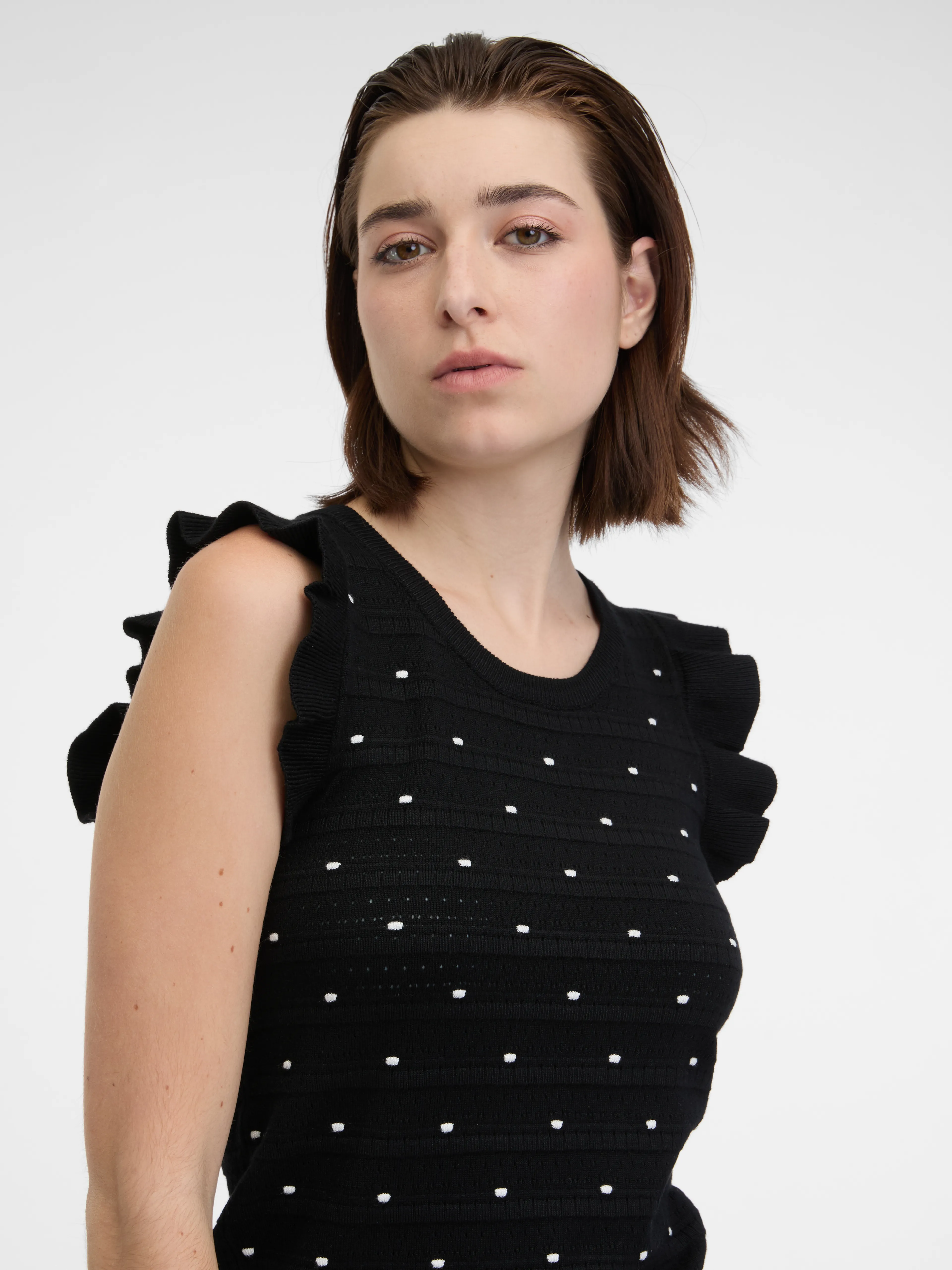 Schwarzes Damen-Polka-Dot-Pullover-Shirt ORSAY