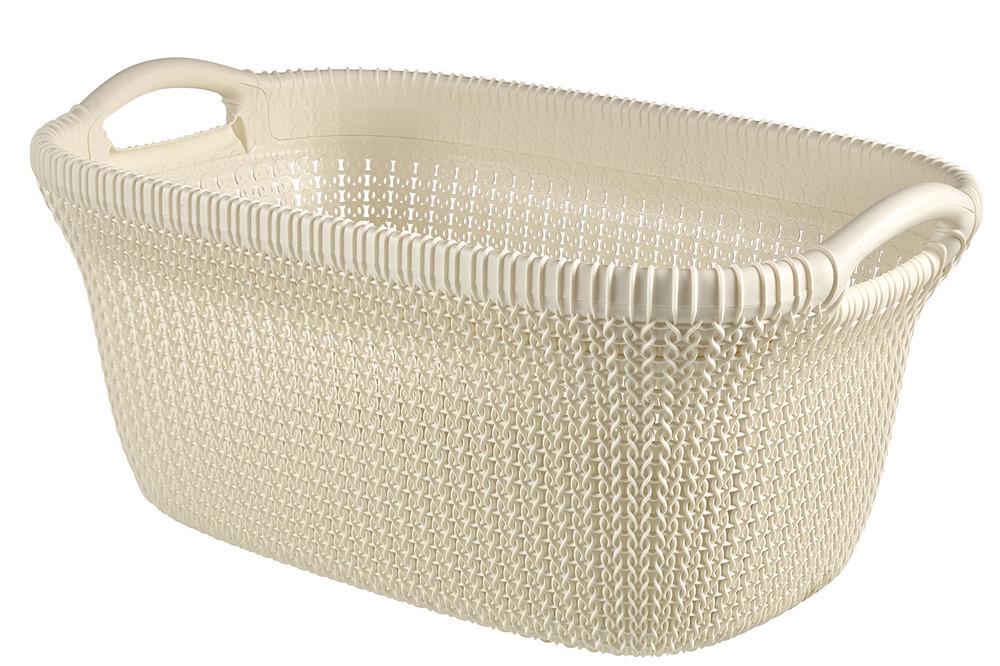 Curver 2-er Set KNIT Wäschebox 57L   Wäschekorb 40L weiß