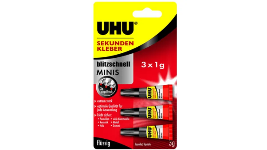 UHU Sekundenkleber blitzschnell  3 x 1g 3 g