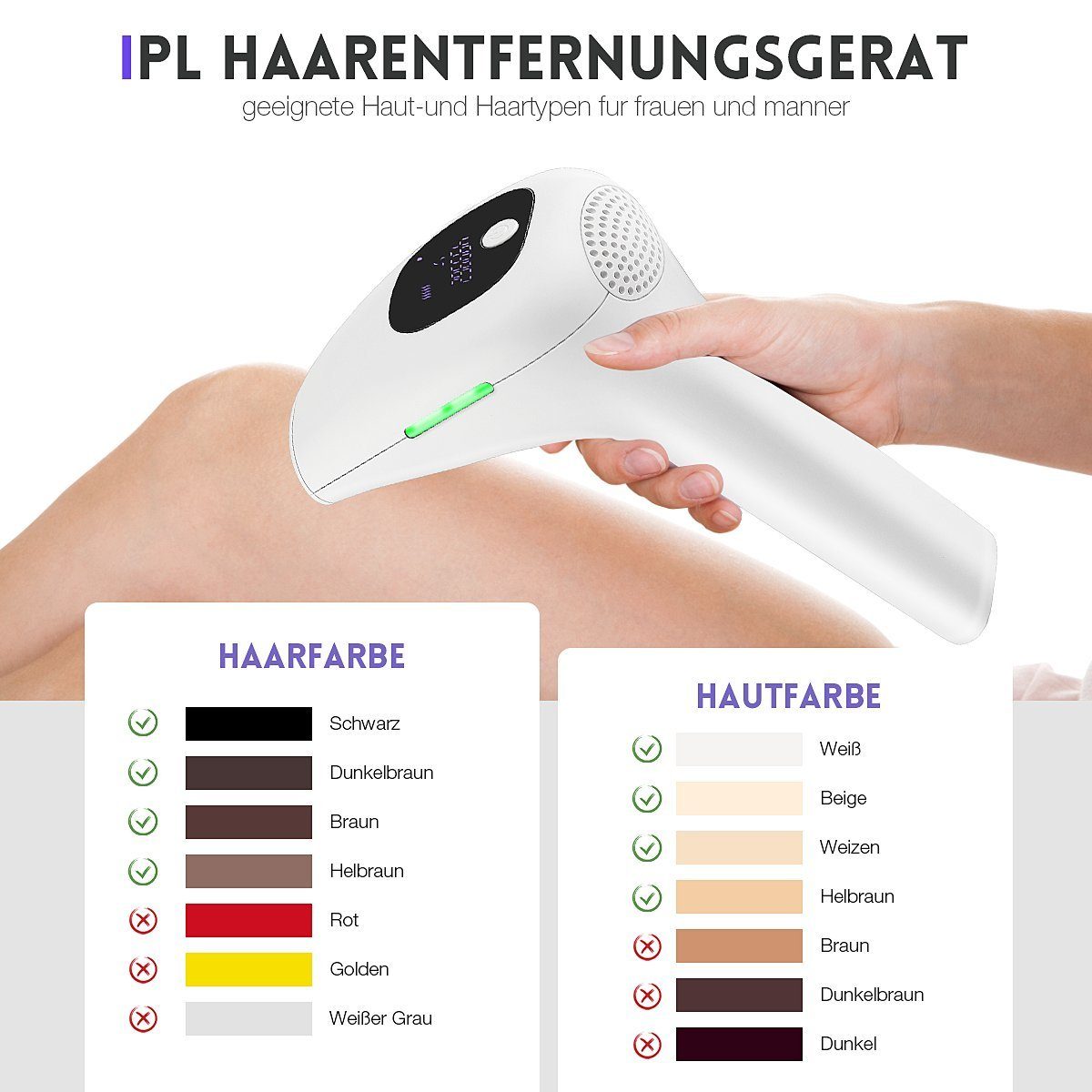 oyajia IPL-Haarentferner Dauerhaft IPL Geräte Haarentfernung für Zuhause für Frauen und Männer, 999,000 Lichtimpulse, Schmerzfreier Haarentferner für Achseln Rücken Beine Gesicht