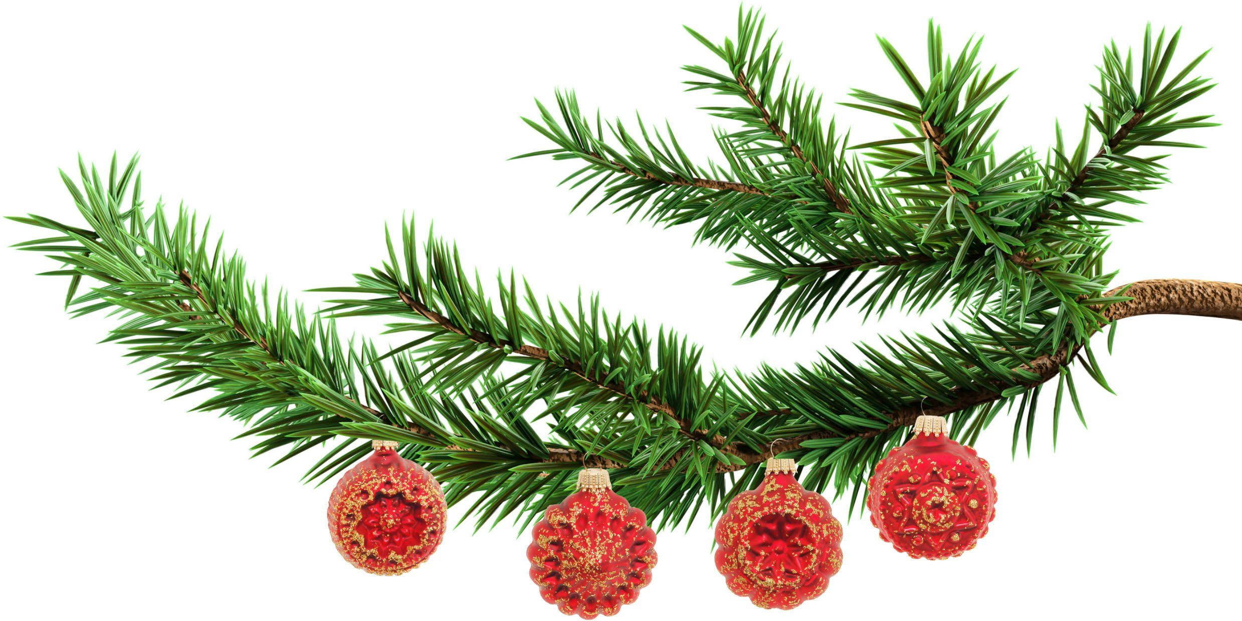 Krebs Glas Lauscha Christbaumschmuck Glaskugelformen, Breite ca. 5 cm (4-tlg), Weihnachtsdeko rot, Christbaumkugeln aus Glas, Weihnachtsbaumkugel