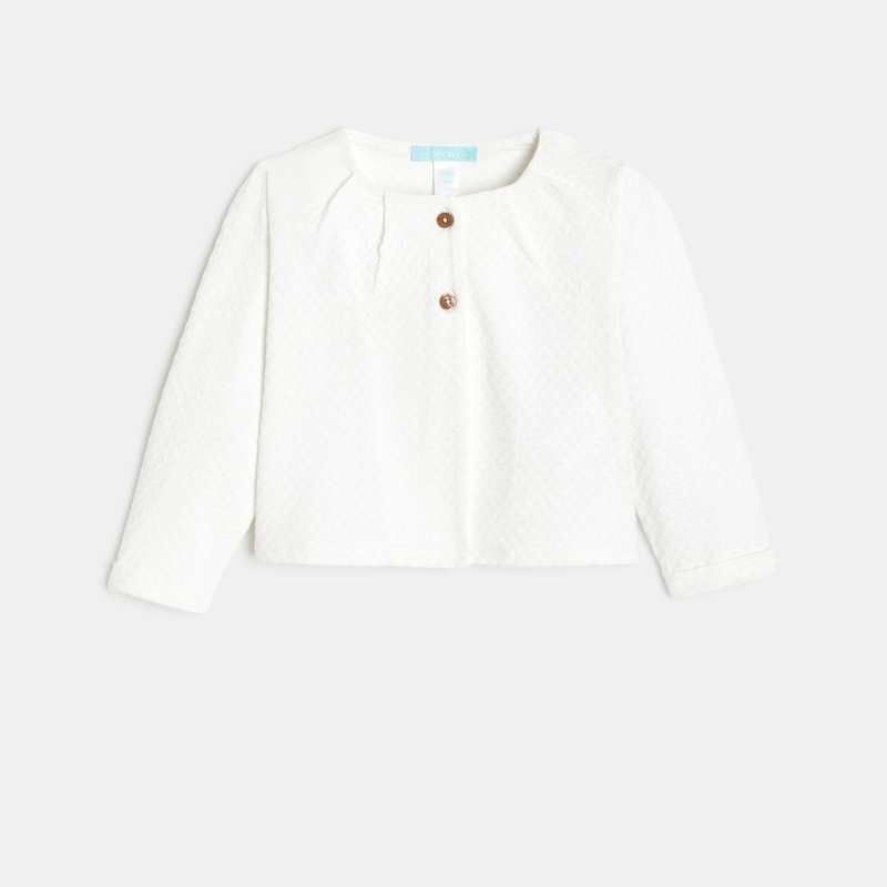 Gilet en maille effet pois blanc bébé fille
