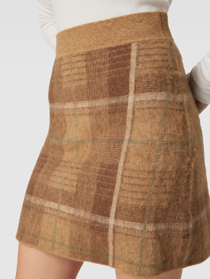 Minirock mit Tartan-Karo in camel
