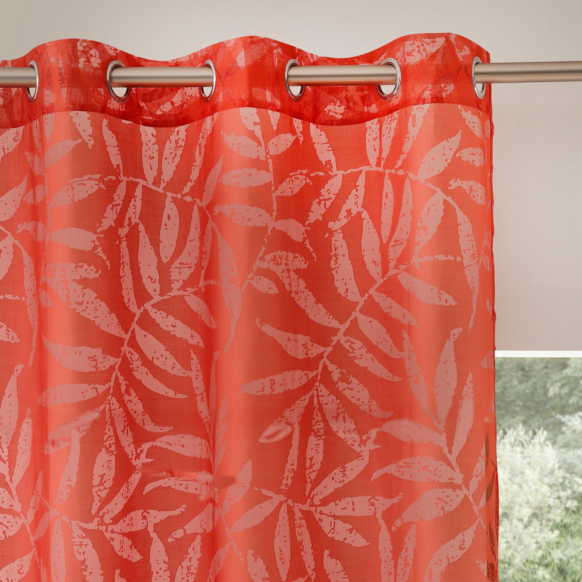Panneau voile dévoré motif feuillage