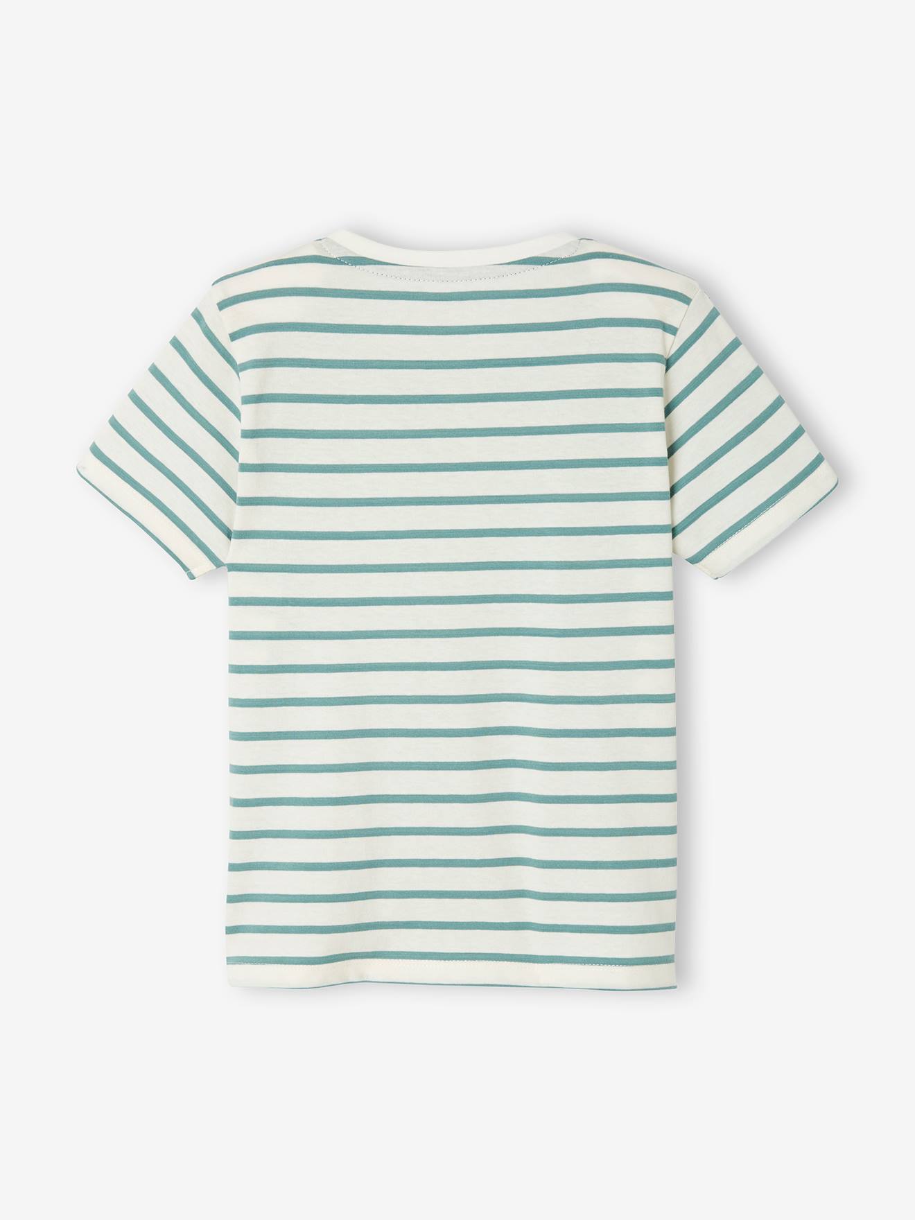 T-shirt rayé garçon manches courtes sauge rayé