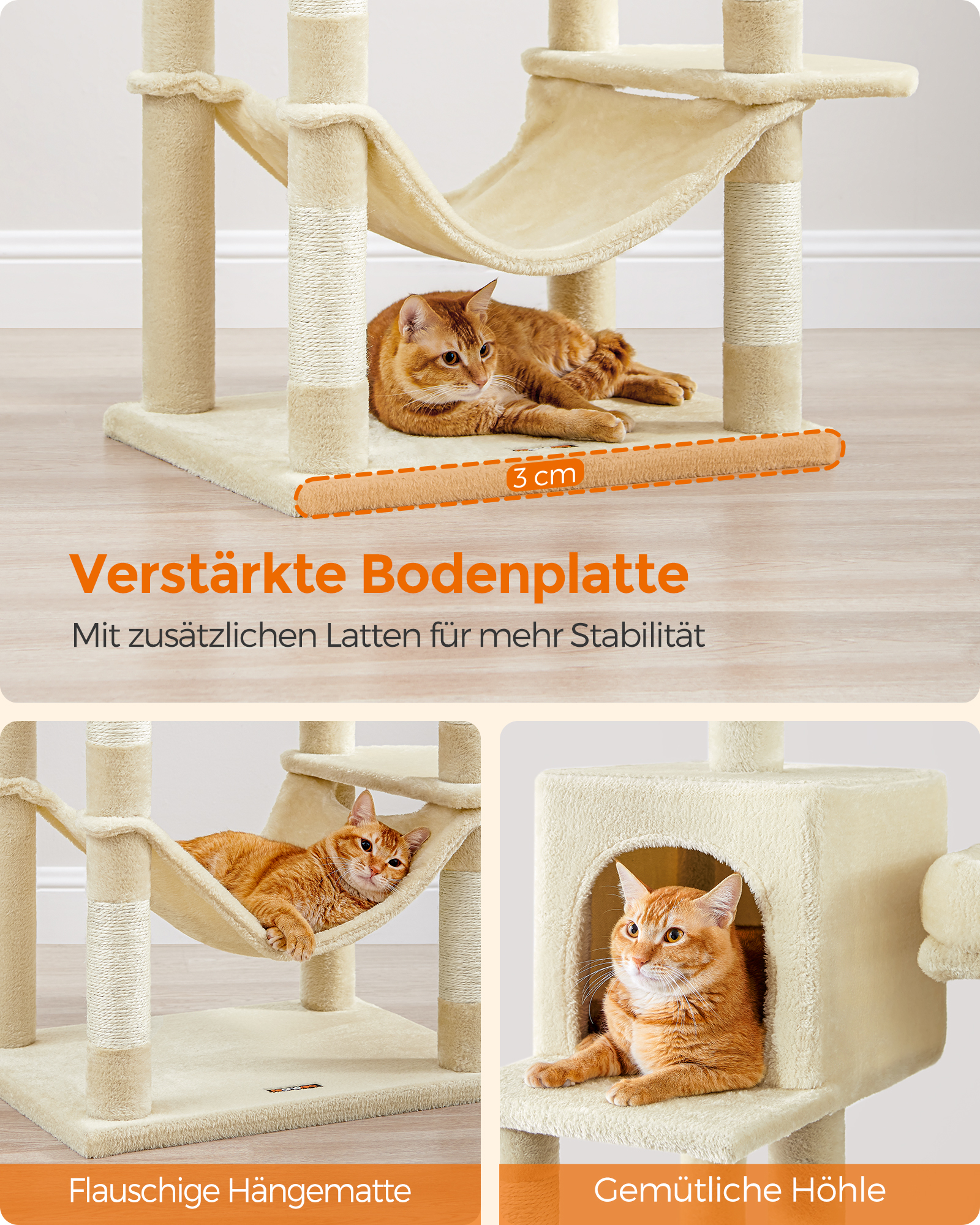 FEANDREA Kratzbäume FEANDREA Katzenbaum XXL 199cm hellgrau beige