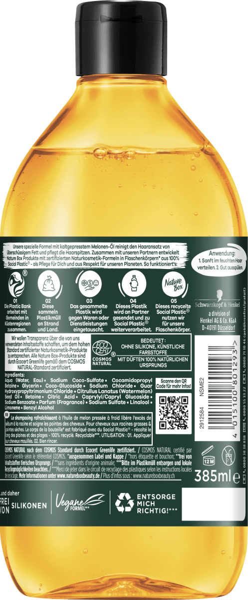 Shampoo mit kaltgepresstem Melonen-Öl, 385 ml