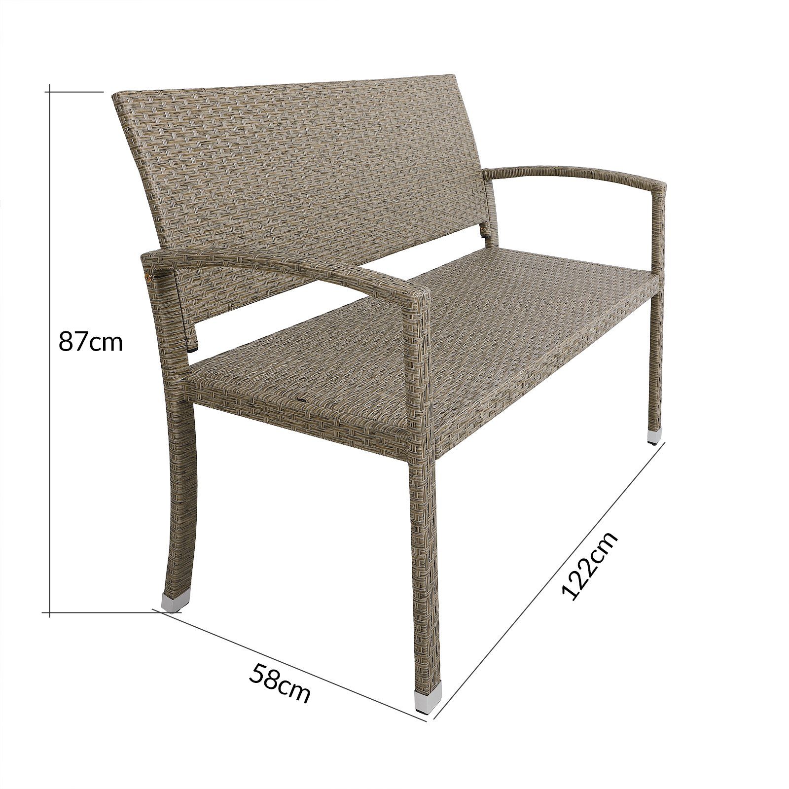 Casaria Gartenbank, Wetterfest UV-beständig 122x90x58cm 320kg Belastbar Garten Terrasse